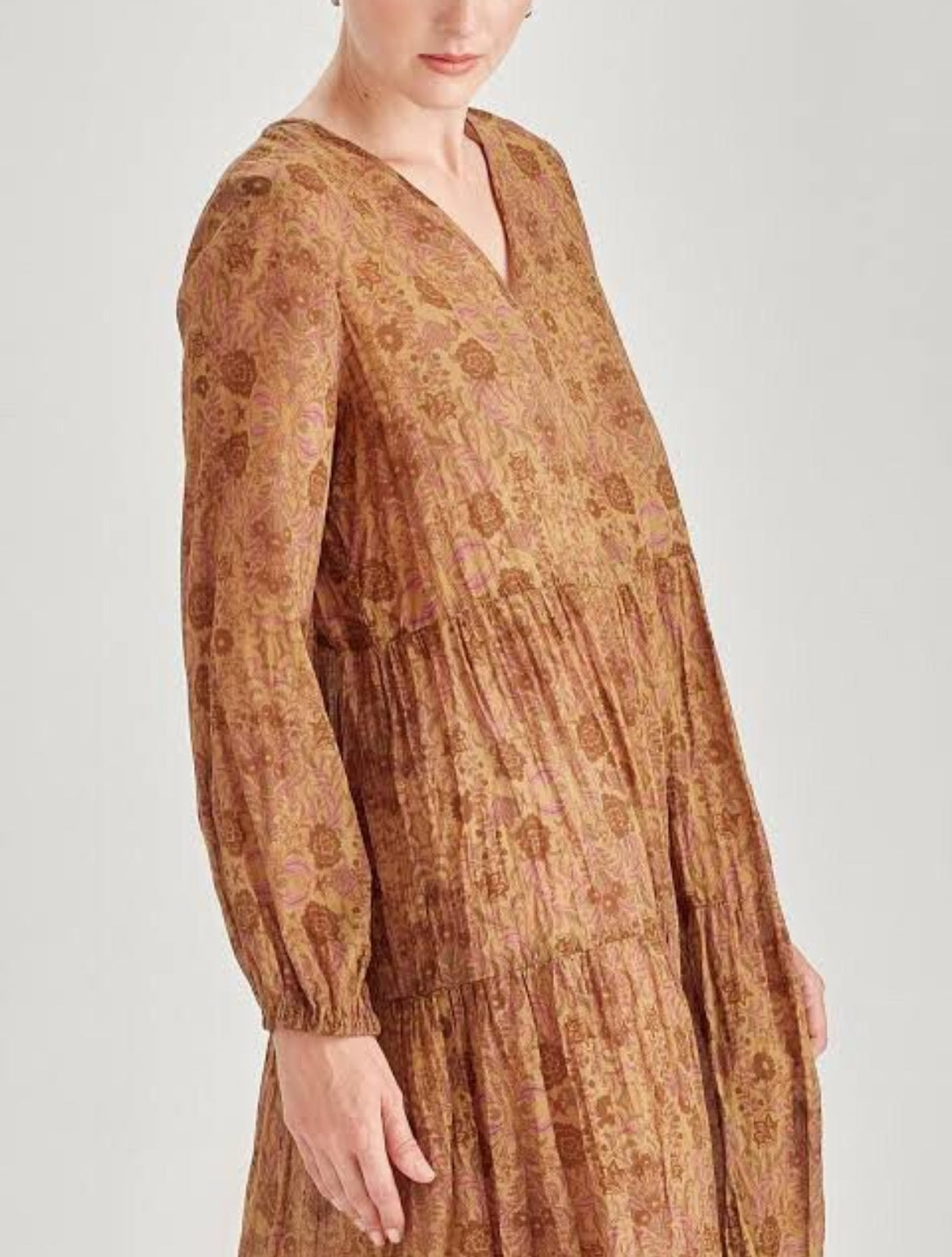 [SALE] Sills - Maxi Dress - Cotton - Size 14 - Olive green w Florals