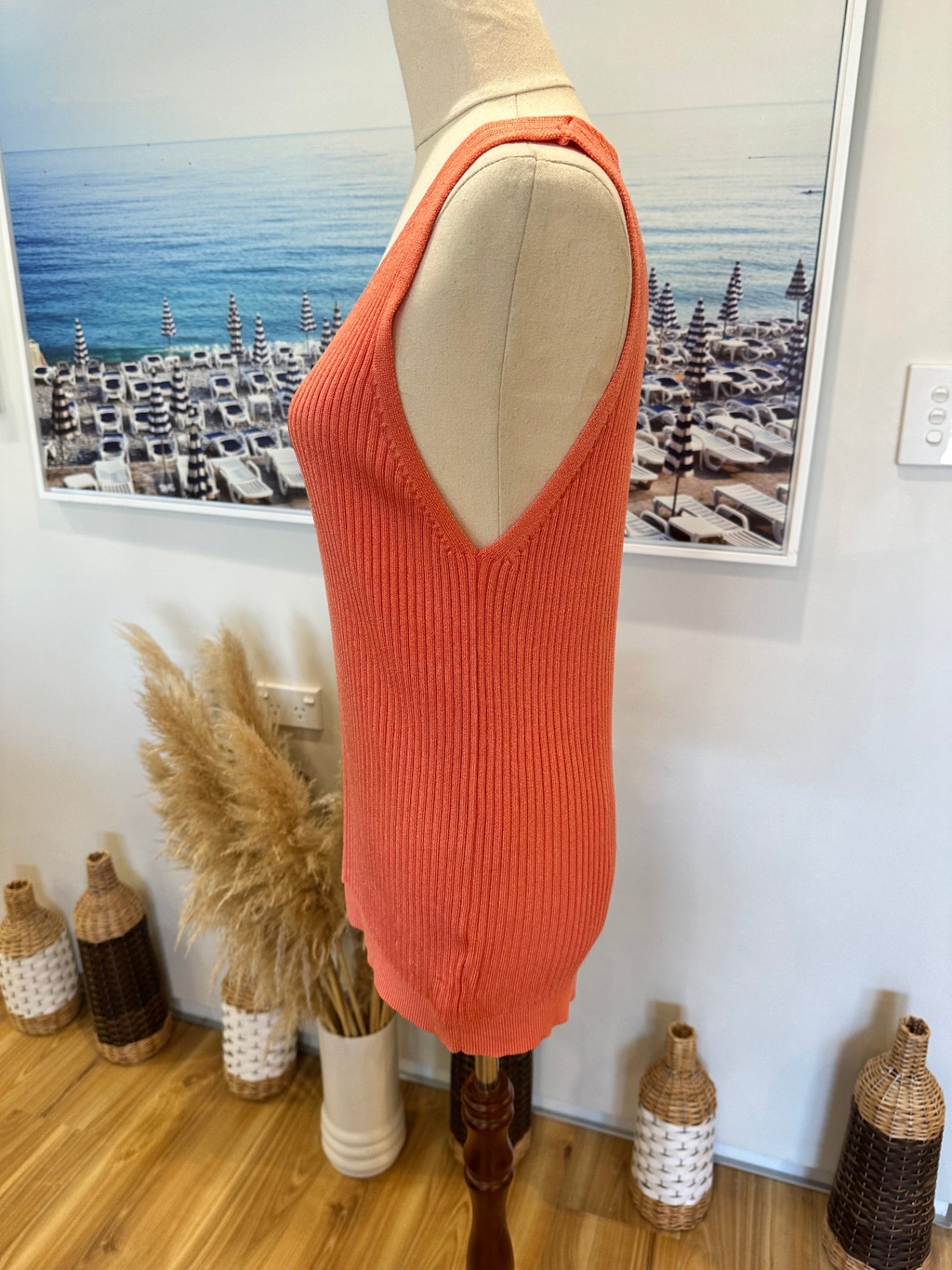 [SALE] M&S - Ribbed Singlet Top - Medium / Large - Coral