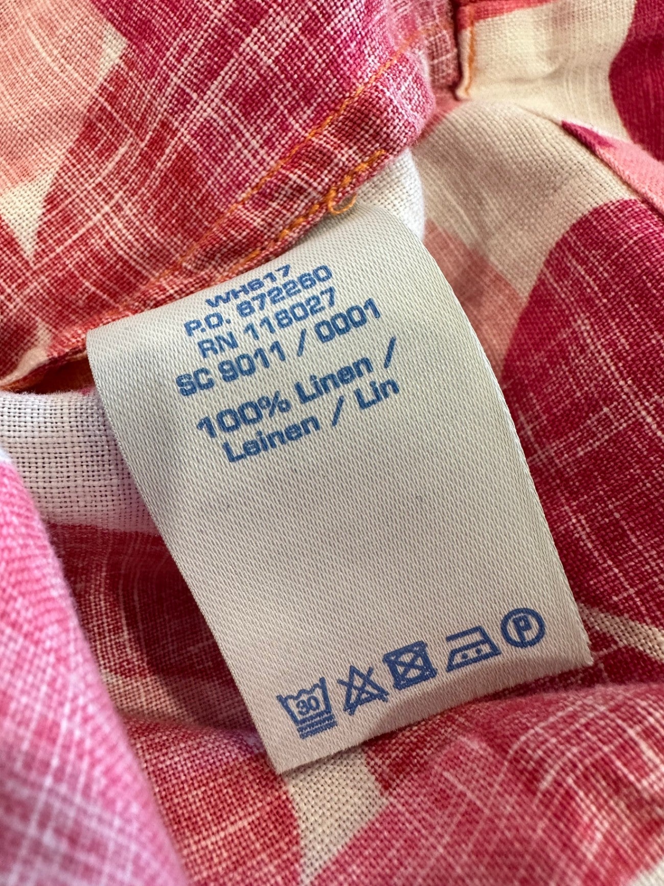 Boden Dress - 100% Linen - Size 12 - Pink, Red, Orange