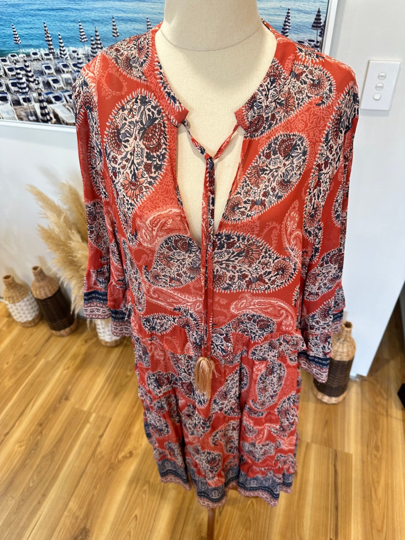 [SALE] Loobie's Story - Bohemian Dress - Size 16 - Red and Navy Blue