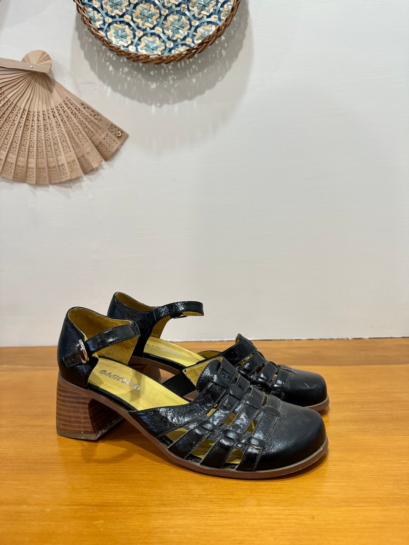 Addiction - Mary Jane Heels - Size EU 38 - Black Leather