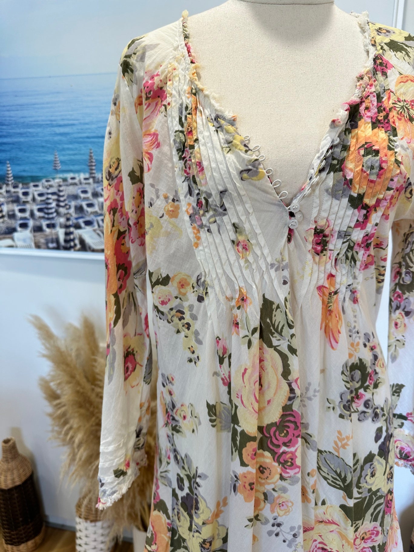 [SALE] Vassalli - Kaftan Top - Medium - Cream with pastels