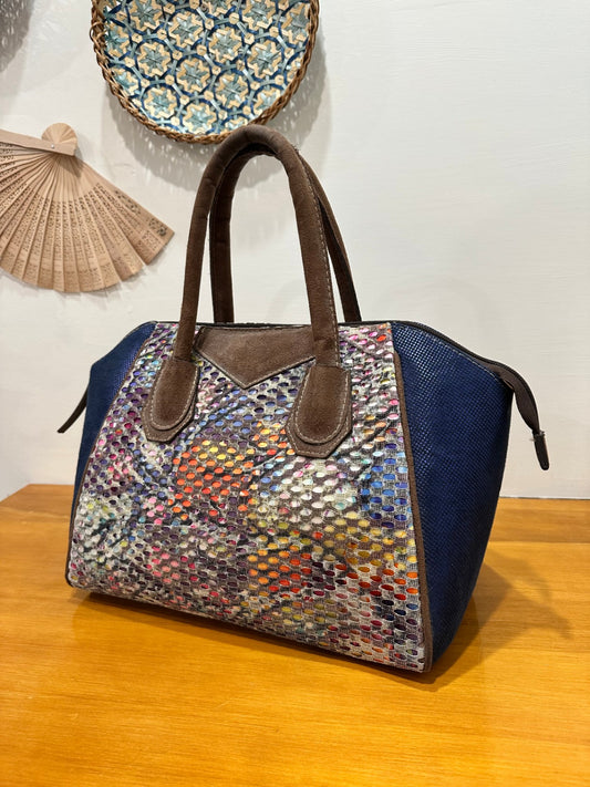 Bohemian Handbag - Navy with Bright Colours