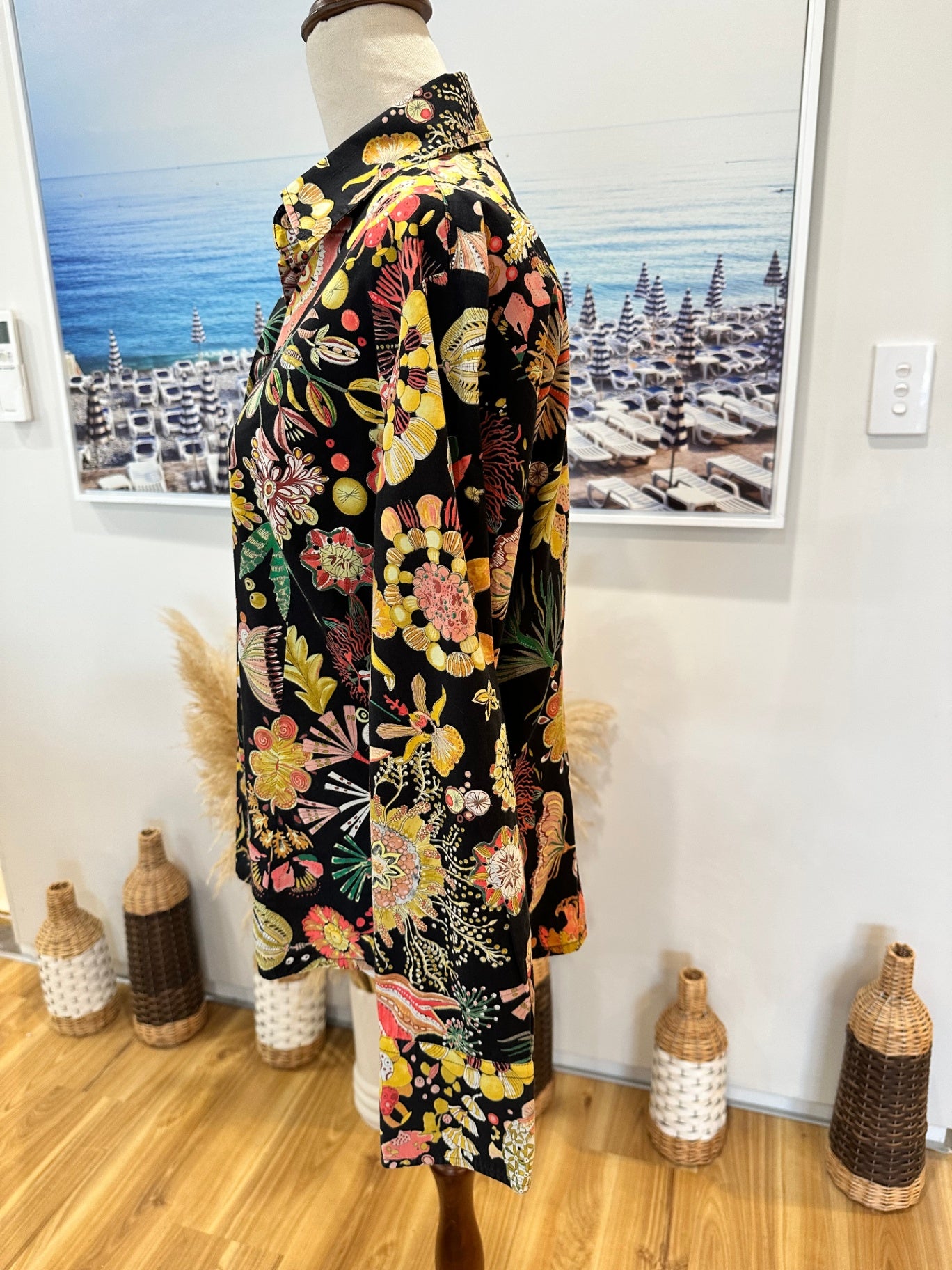 [SALE] Ana Sebastian - Black w Floral - Shirt - Small