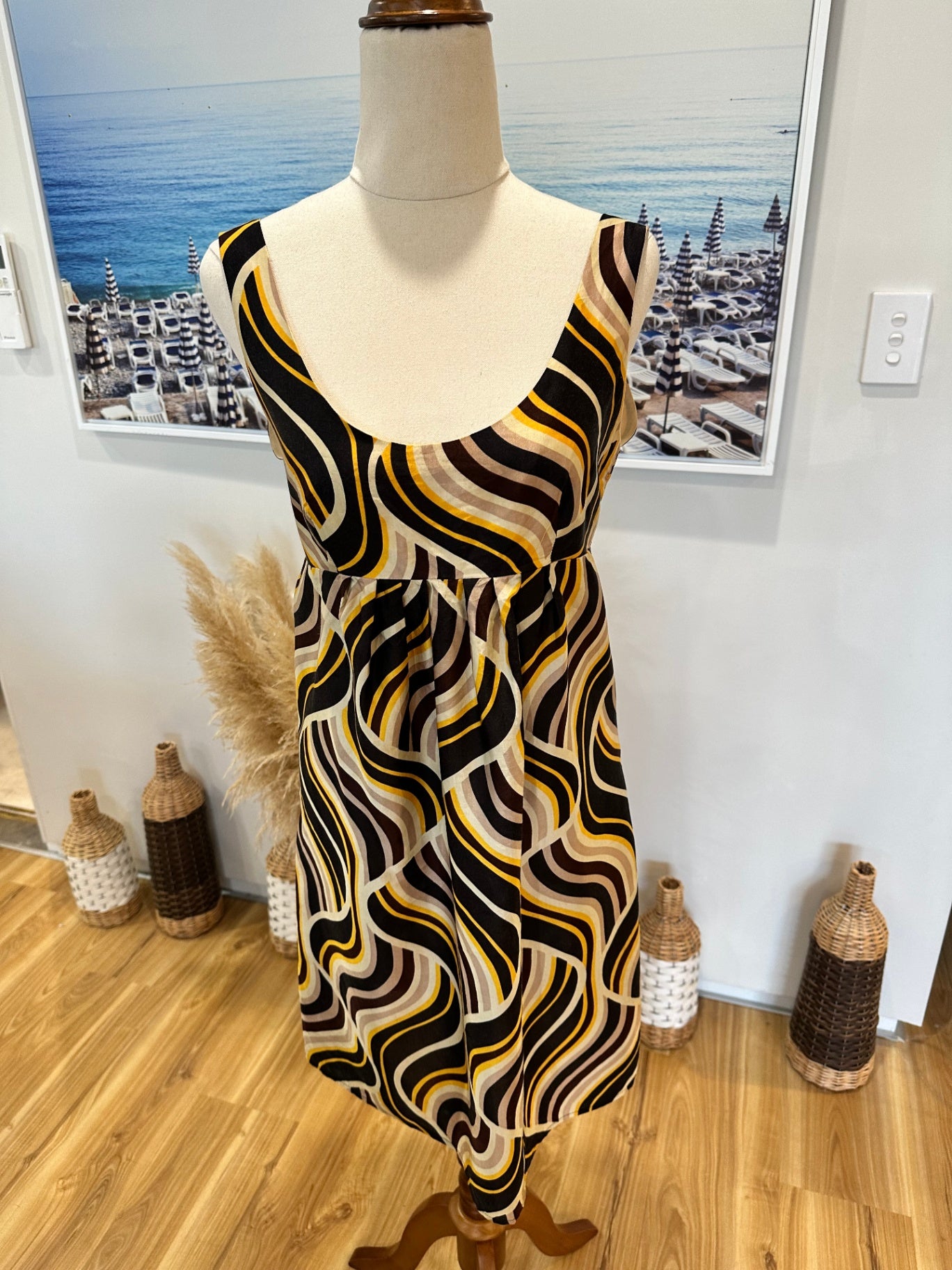 [SALE] Wish - Mini Dress - Size 10 - Brown / Black / Mustard