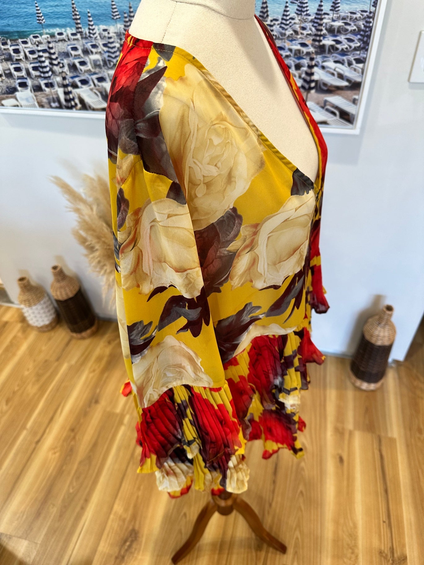 [SALE] Annah Stretton - Flamenco-style Blouse - Extra Large - Yellow with red