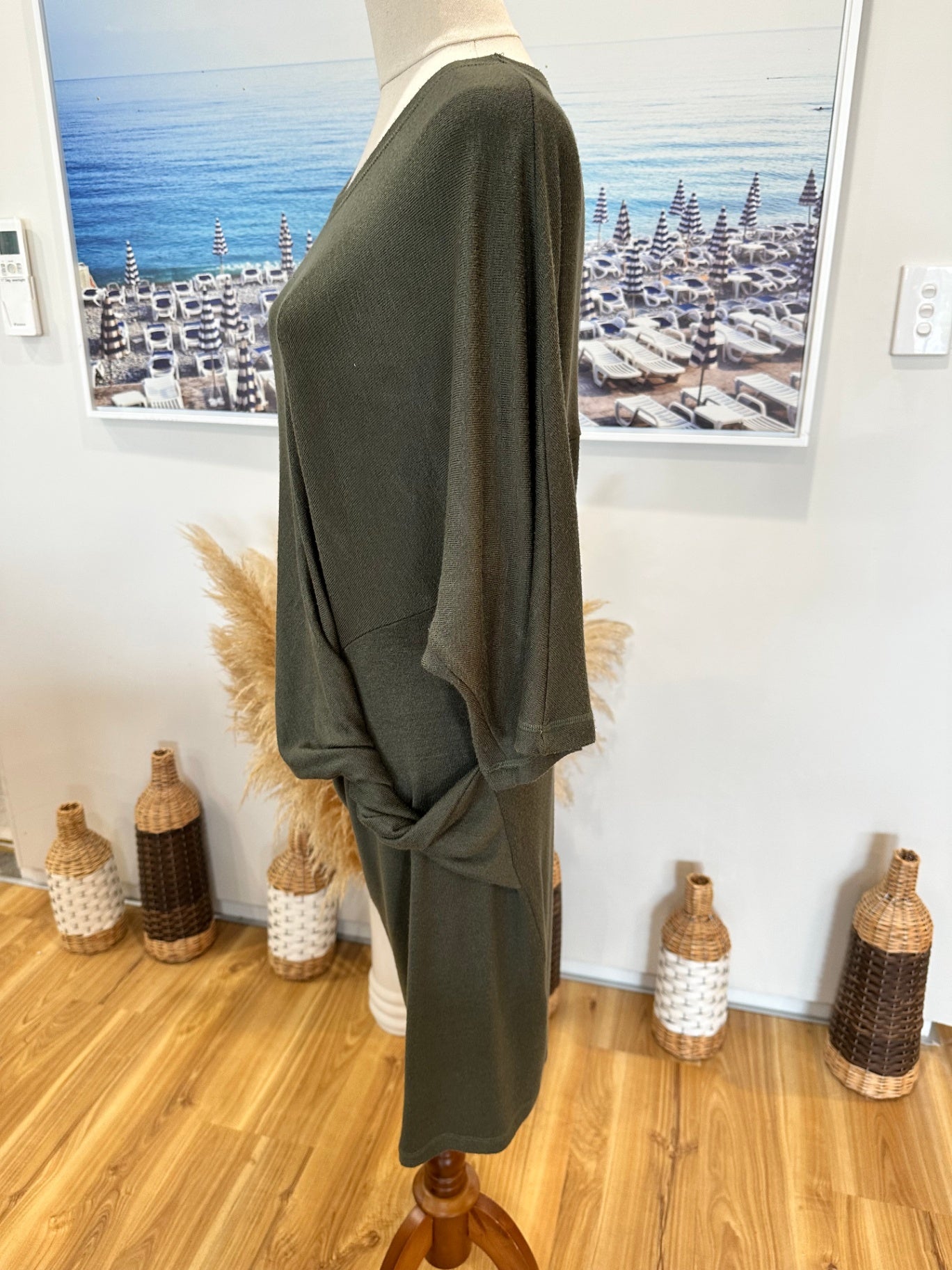 [SALE] Draping Dress - Size Small - Olive green