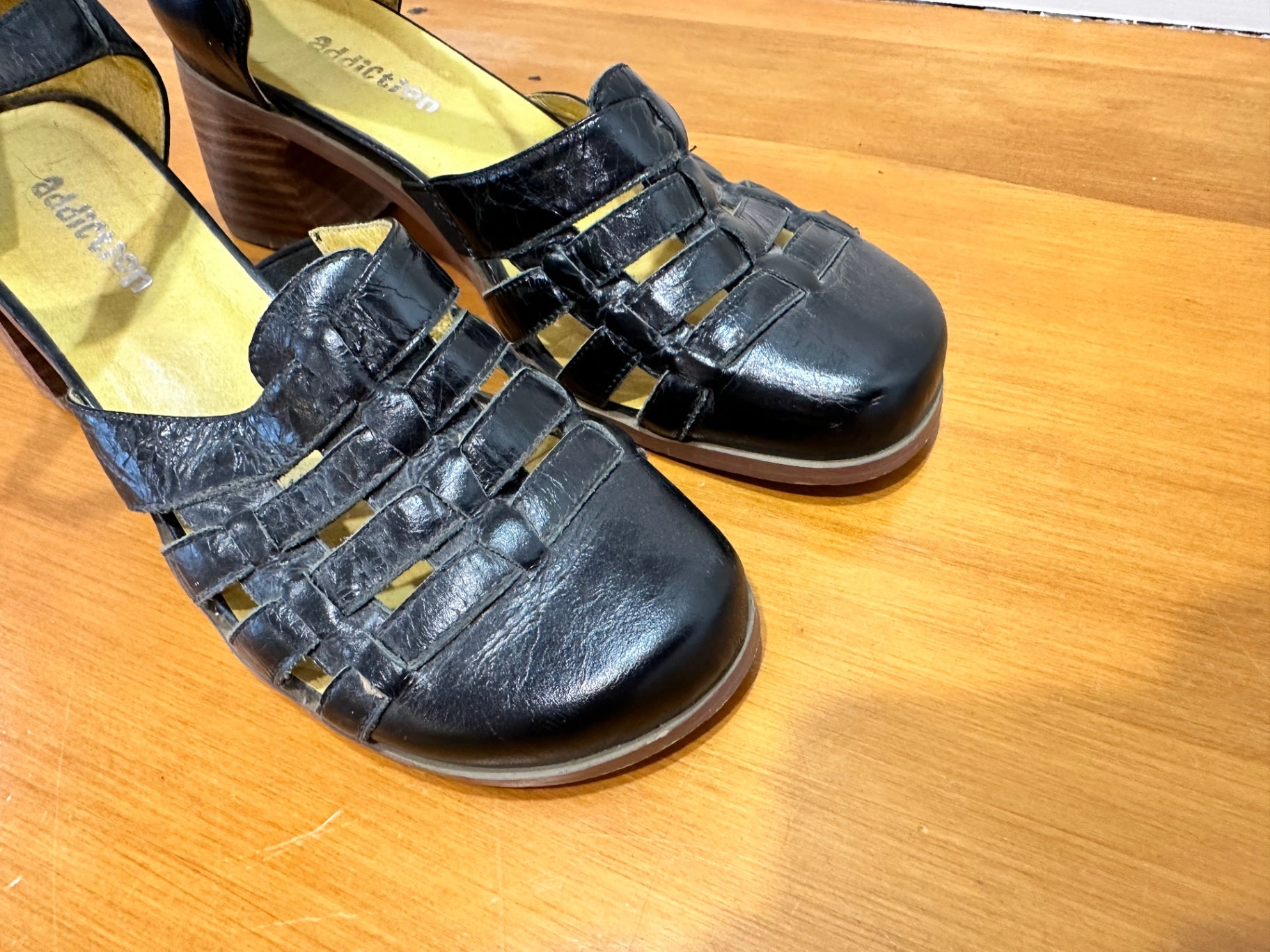 Addiction - Mary Jane Heels - Size EU 38 - Black Leather