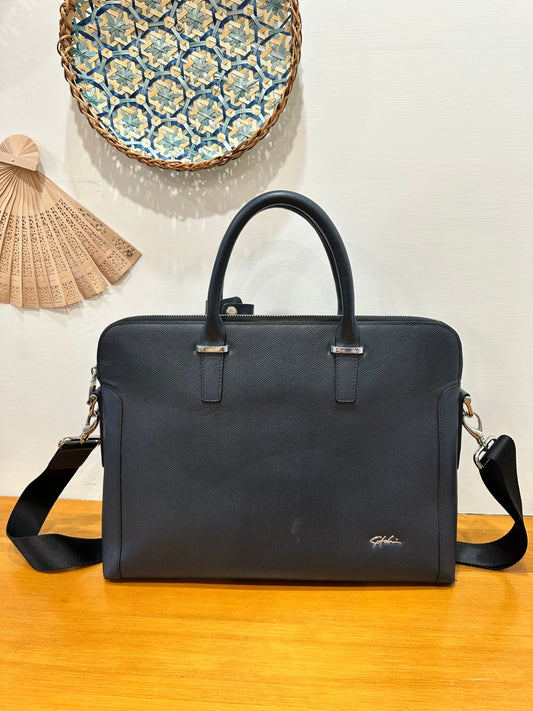 [SALE] Satchi - Navy Leather Laptop Bag