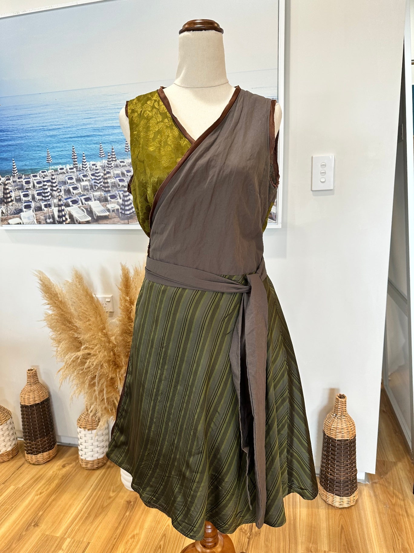 [SALE] Annah Stretton - Flip It Dress - One Size - Brown / Olive tones