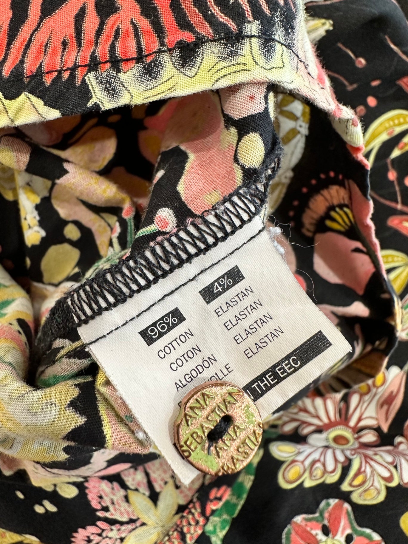 [SALE] Ana Sebastian - Black w Floral - Shirt - Small