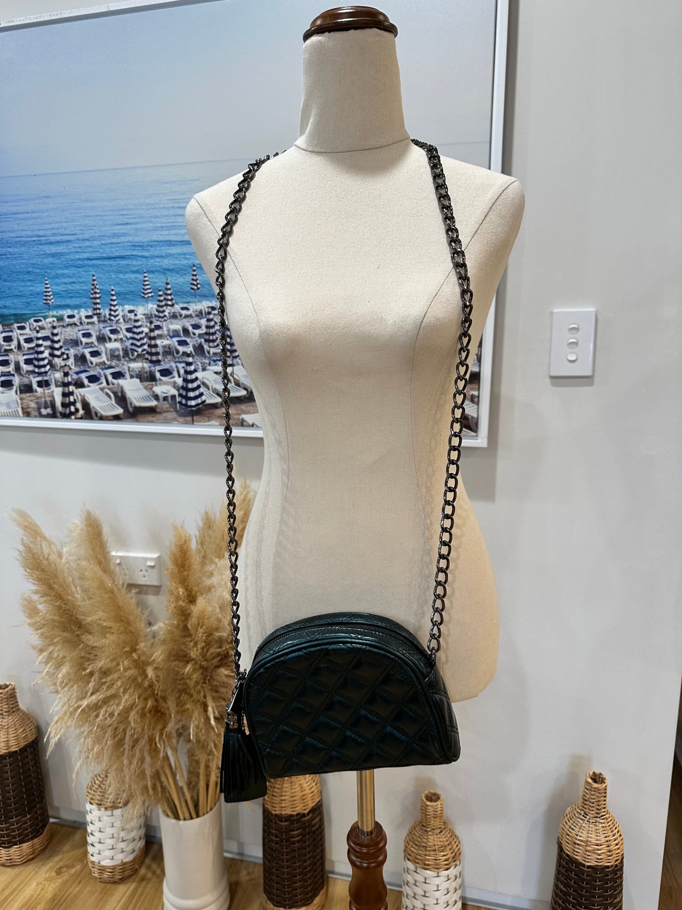 [SALE] Danier Leather - Cross Body Handbag - Emerald Green