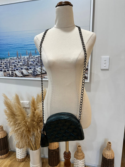 [SALE] Danier Leather - Cross Body Handbag - Emerald Green