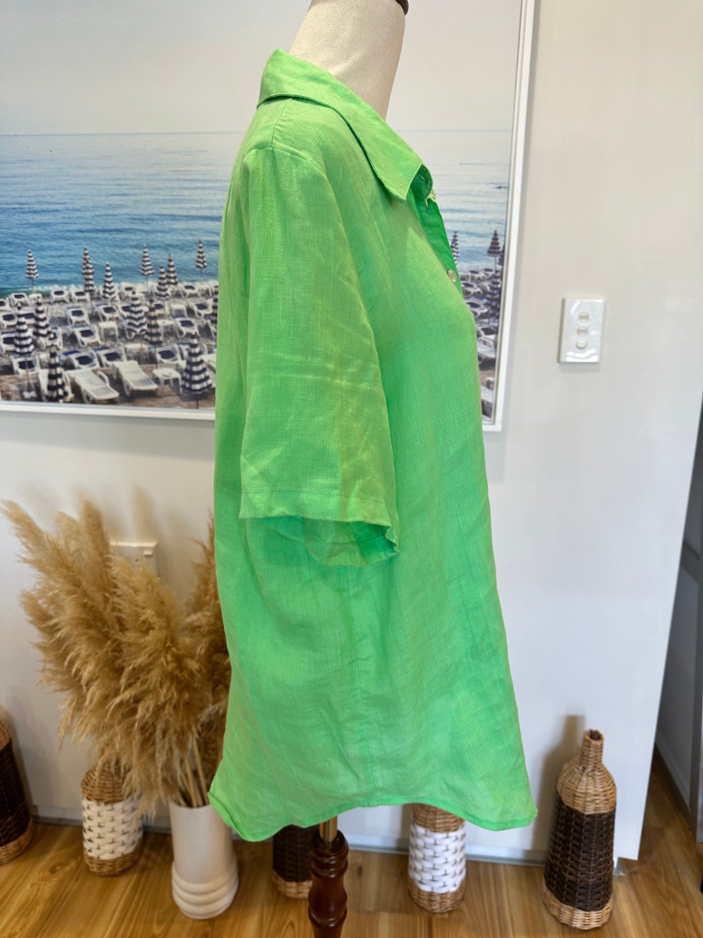 Eb & Ive Linen-Blend Shirt - Medium - Green