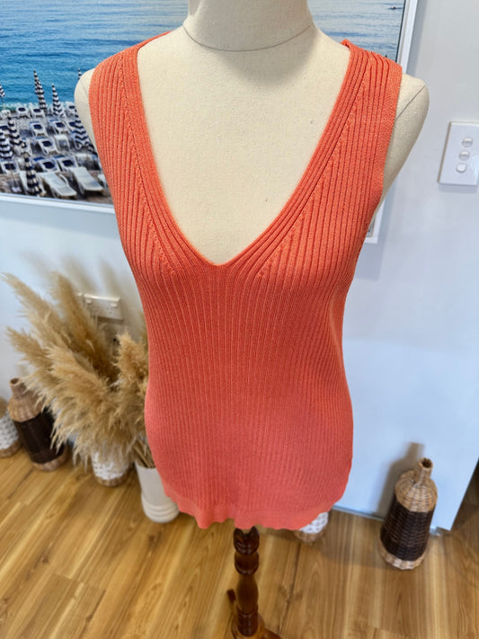 [SALE] M&S - Ribbed Singlet Top - Medium / Large - Coral