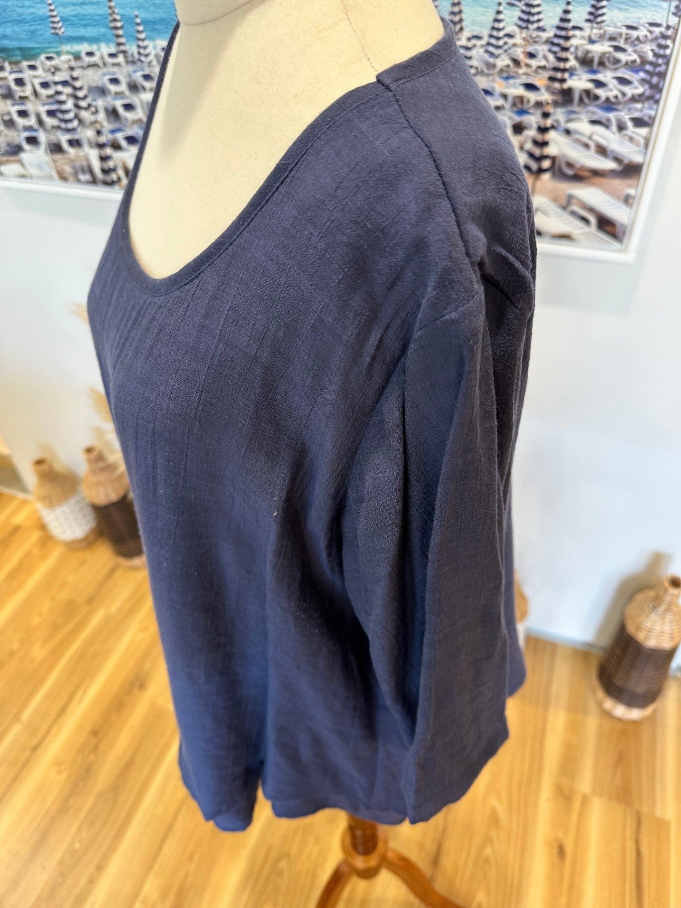 Bai's Lilly Top - Silk / Cotton - Extra Large - Navy Blue
