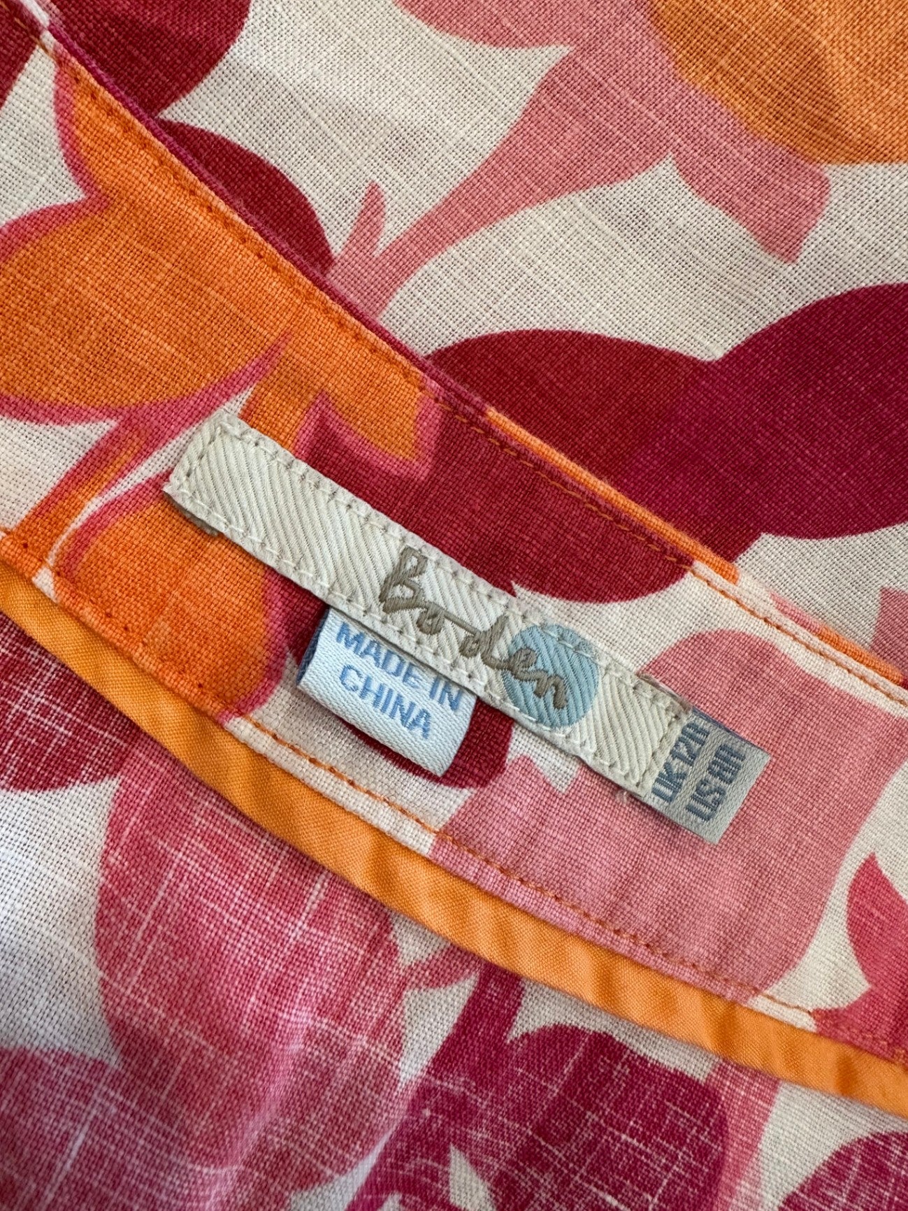 Boden Dress - 100% Linen - Size 12 - Pink, Red, Orange