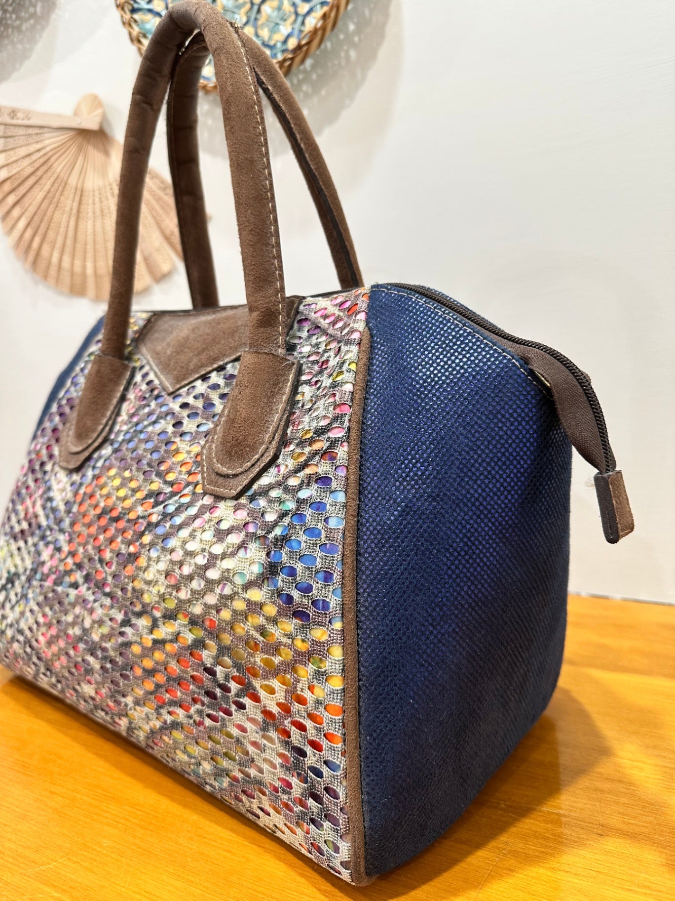 Bohemian Handbag - Navy with Bright Colours
