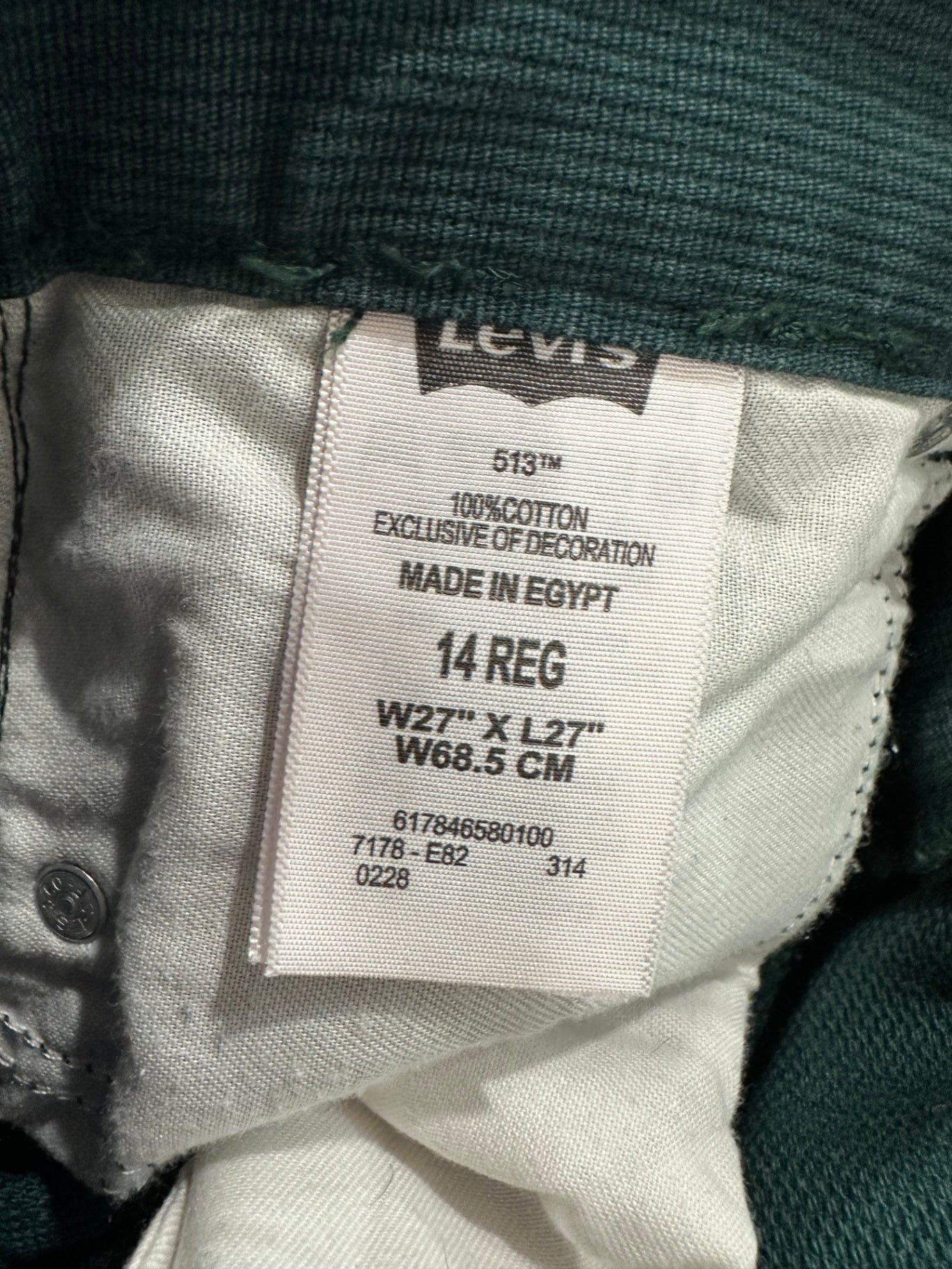 [SALE] Levi's - Slim Straight - Dark Green Jeans - Size 27