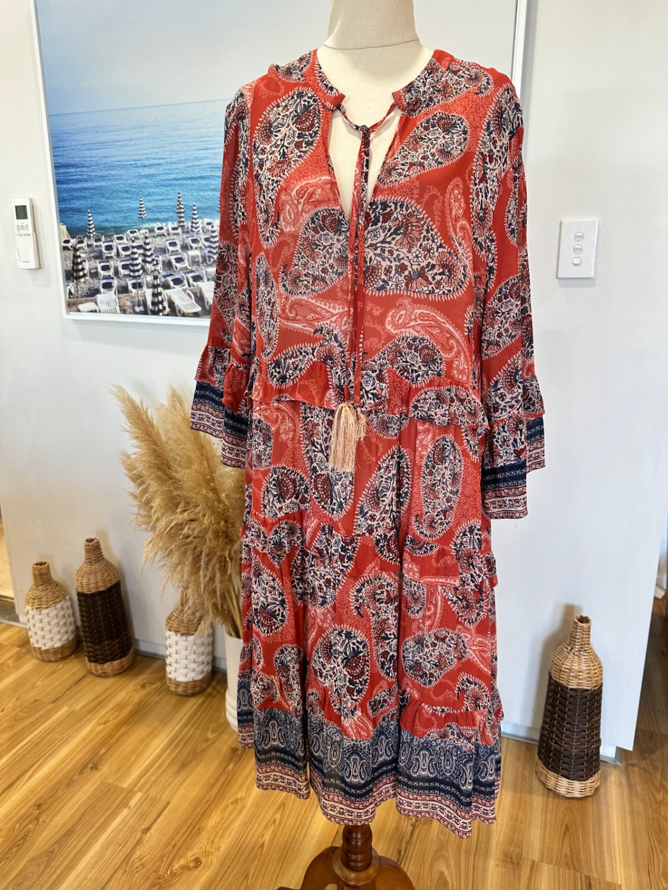 [SALE] Loobie's Story - Bohemian Dress - Size 16 - Red and Navy Blue