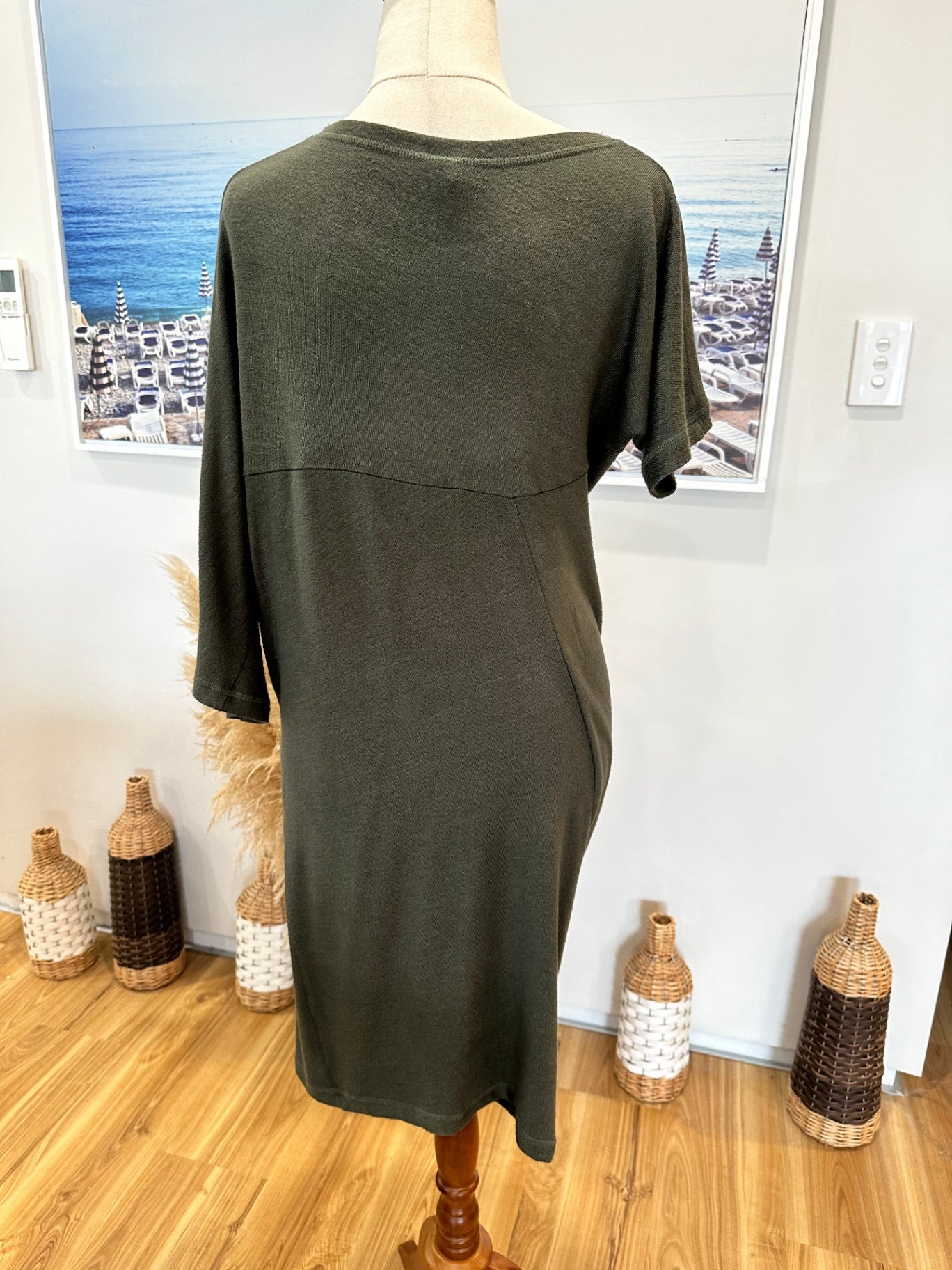 [SALE] Draping Dress - Size Small - Olive green