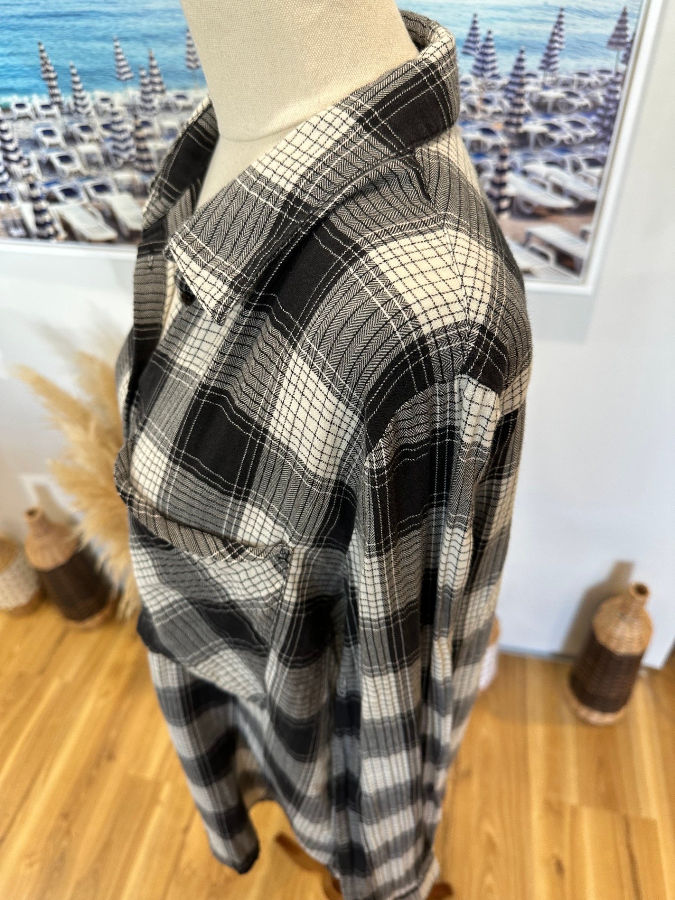 [SALE] Long Lost - Flannel Shirt - Size 14 - Black and White