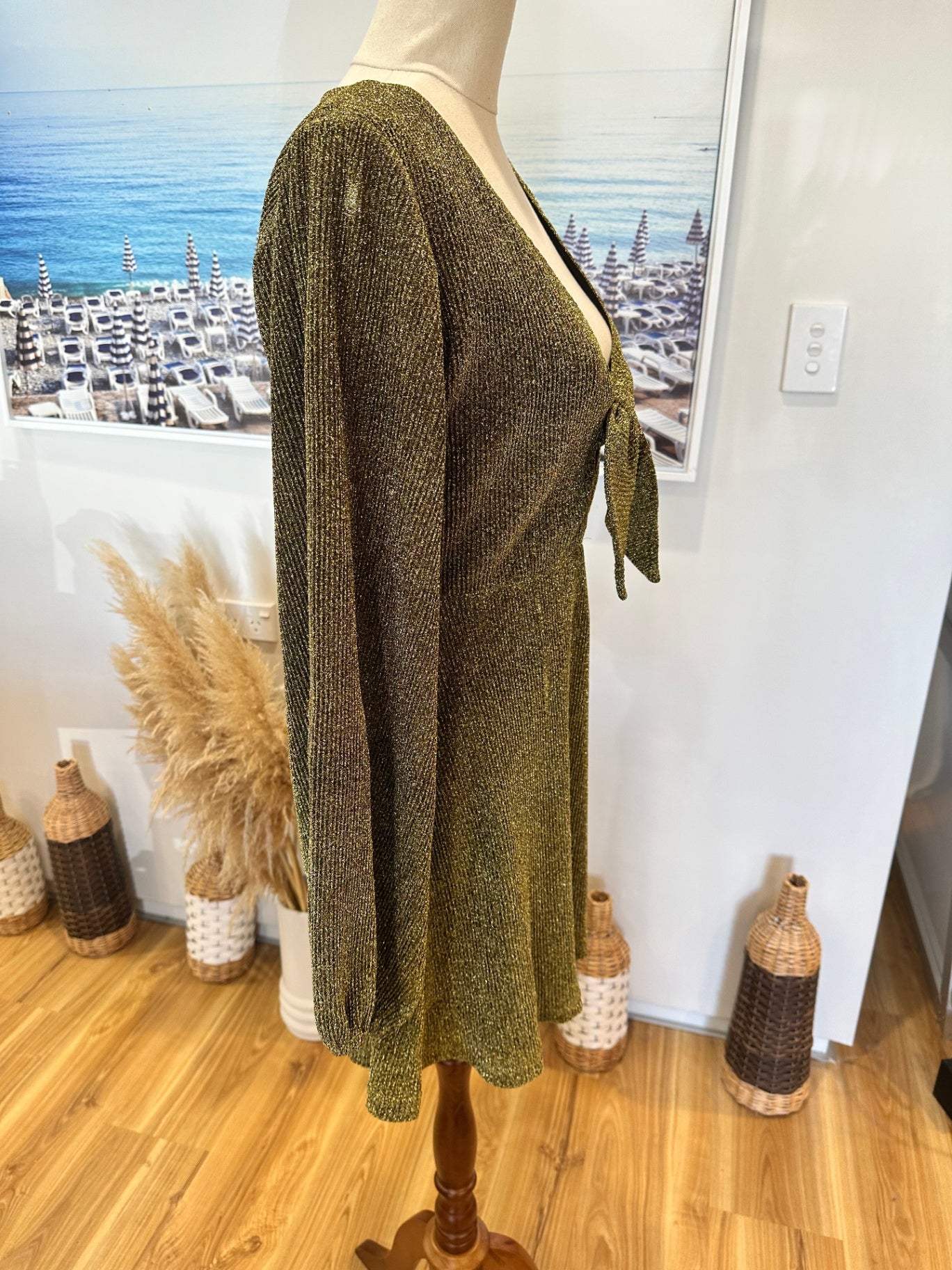 [SALE] Nine Lives Bazaar - Sparkling Dress - Size 8 - Olive Green <NEW>