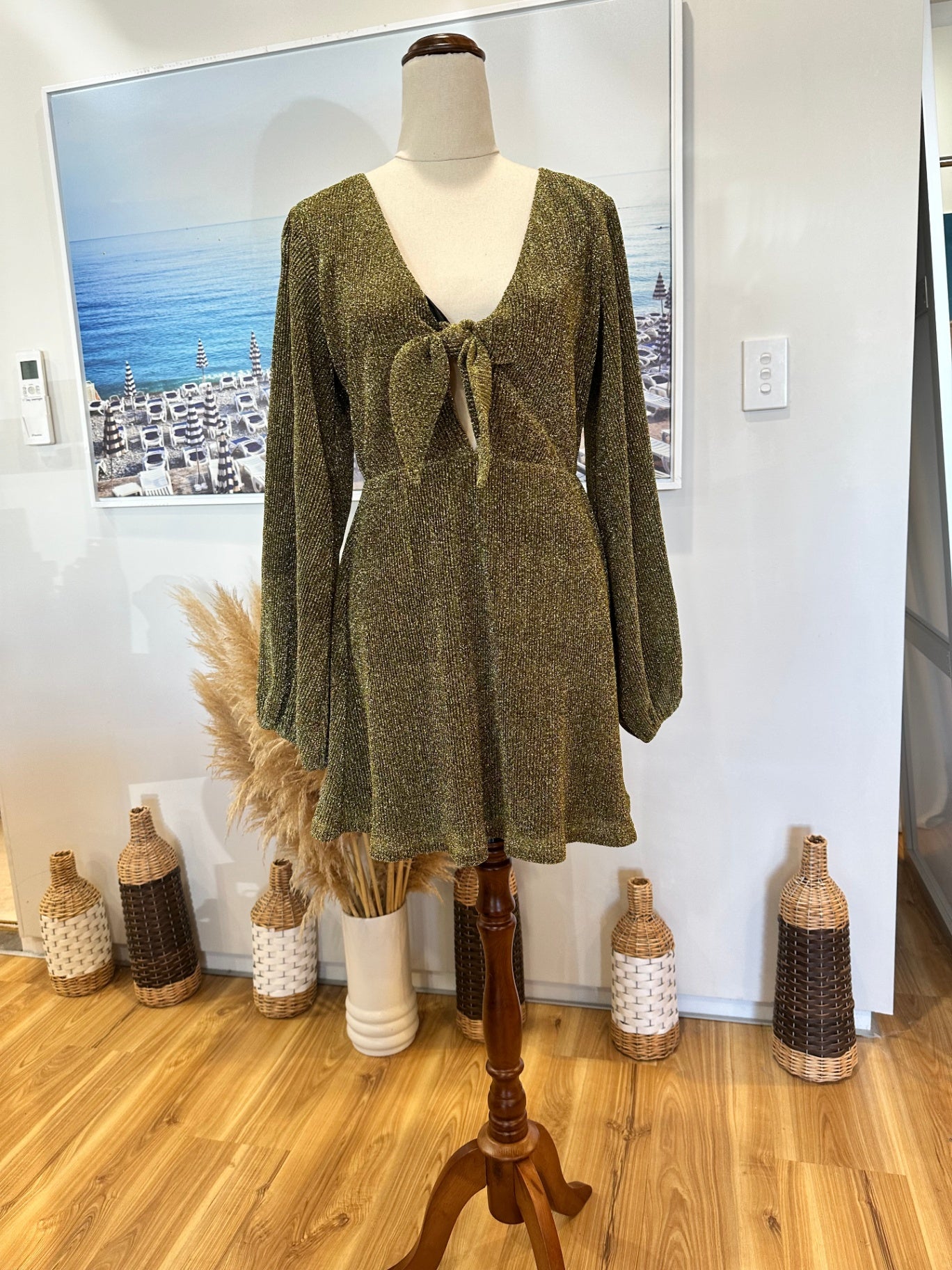 [SALE] Nine Lives Bazaar - Sparkling Dress - Size 8 - Olive Green <NEW>