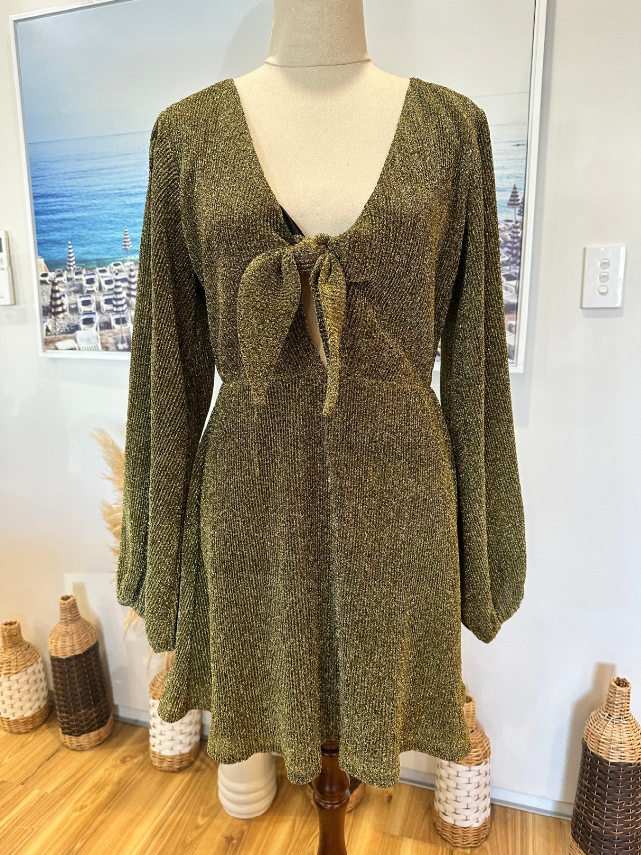 [SALE] Nine Lives Bazaar - Sparkling Dress - Size 8 - Olive Green <NEW>