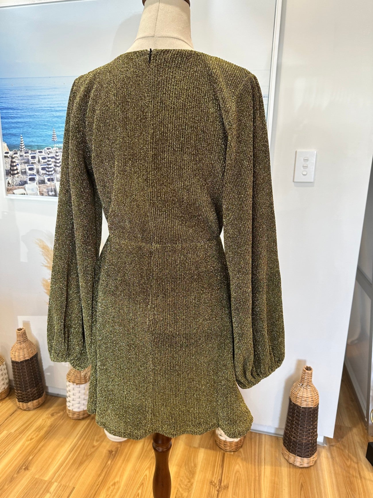 [SALE] Nine Lives Bazaar - Sparkling Dress - Size 8 - Olive Green <NEW>