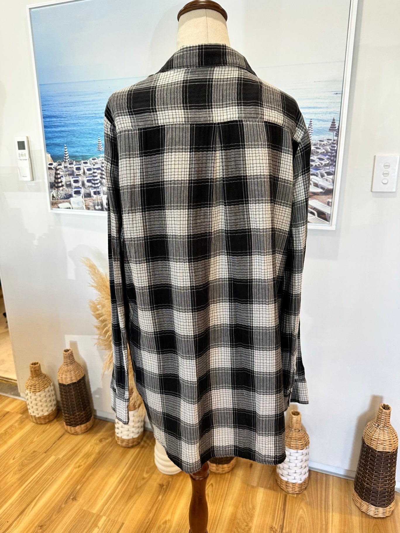 [SALE] Long Lost - Flannel Shirt - Size 14 - Black and White