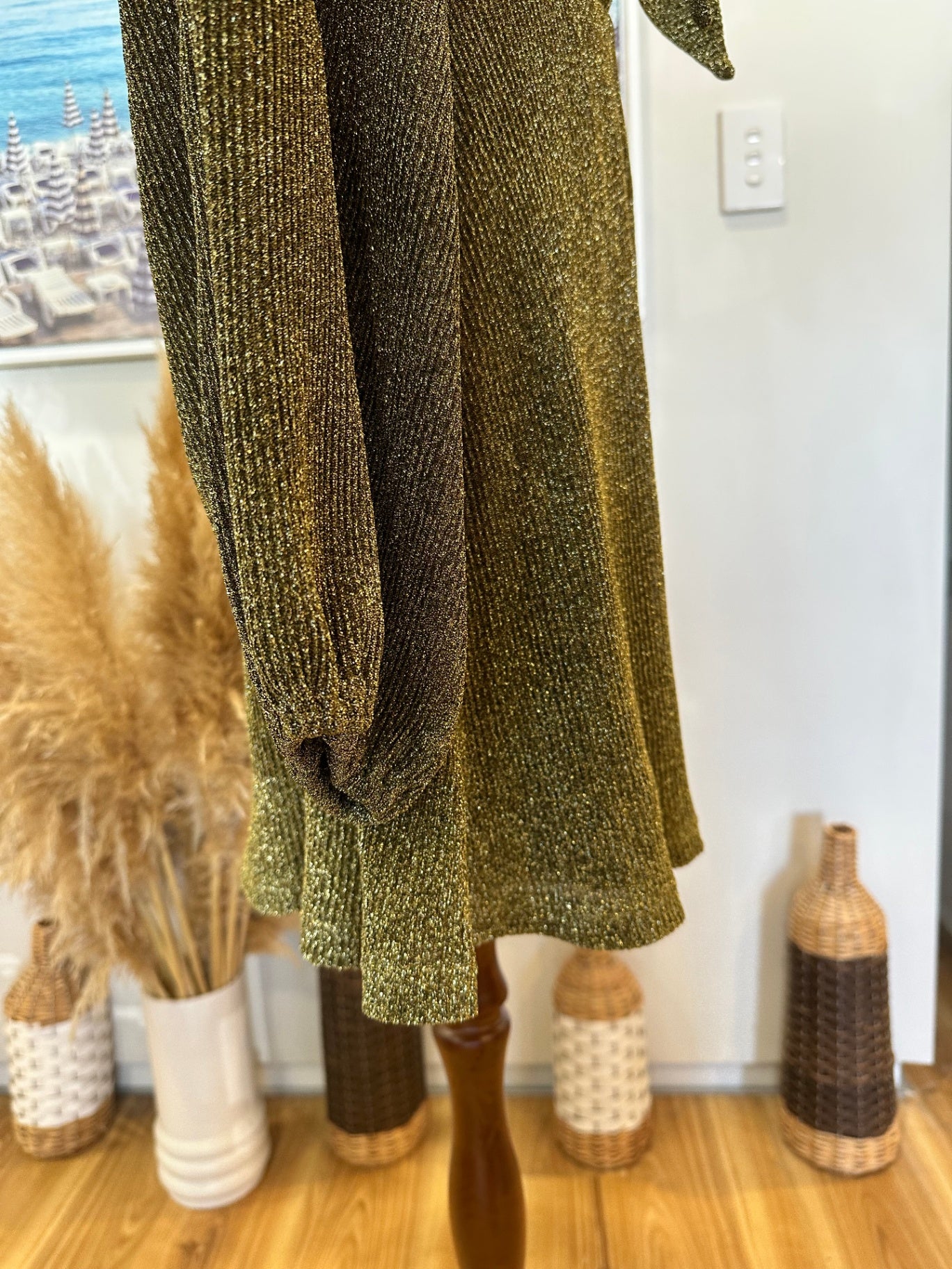 [SALE] Nine Lives Bazaar - Sparkling Dress - Size 8 - Olive Green <NEW>