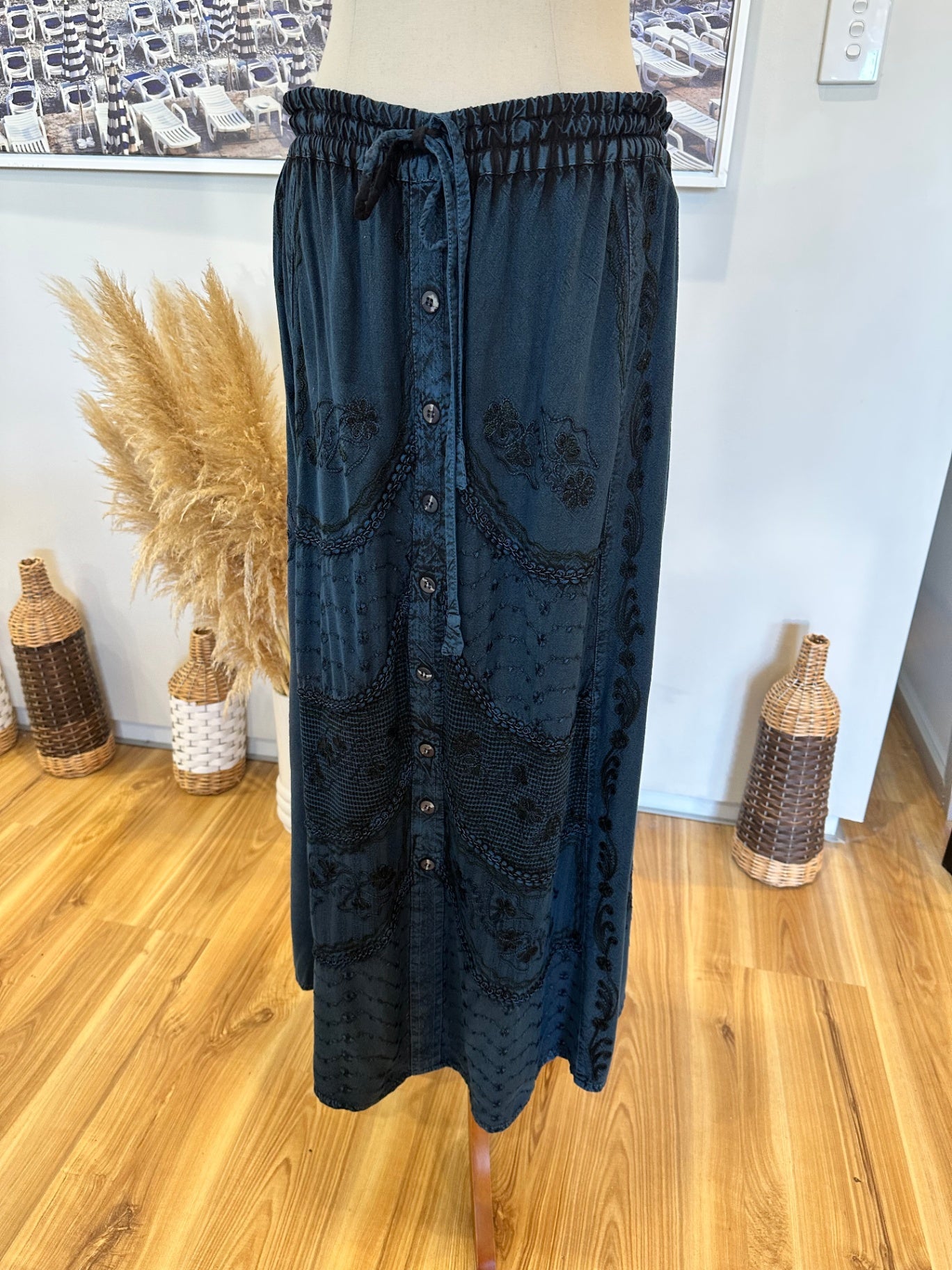 Bohemian Skirt - Navy Blue / Black
