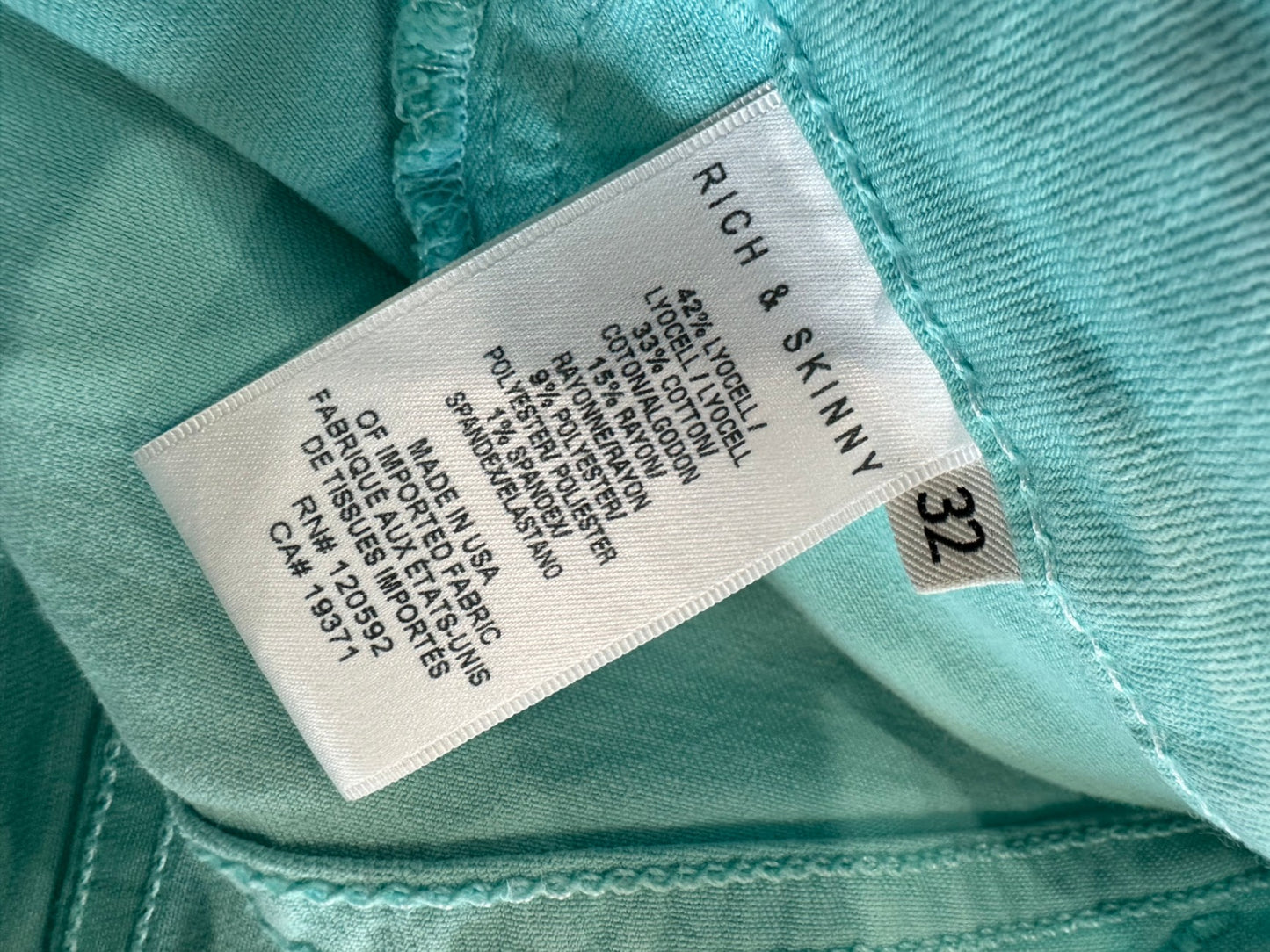 [SALE] Rich + Skinny - Aqua Jean / Pants - Size 32 - RRP $280 USD