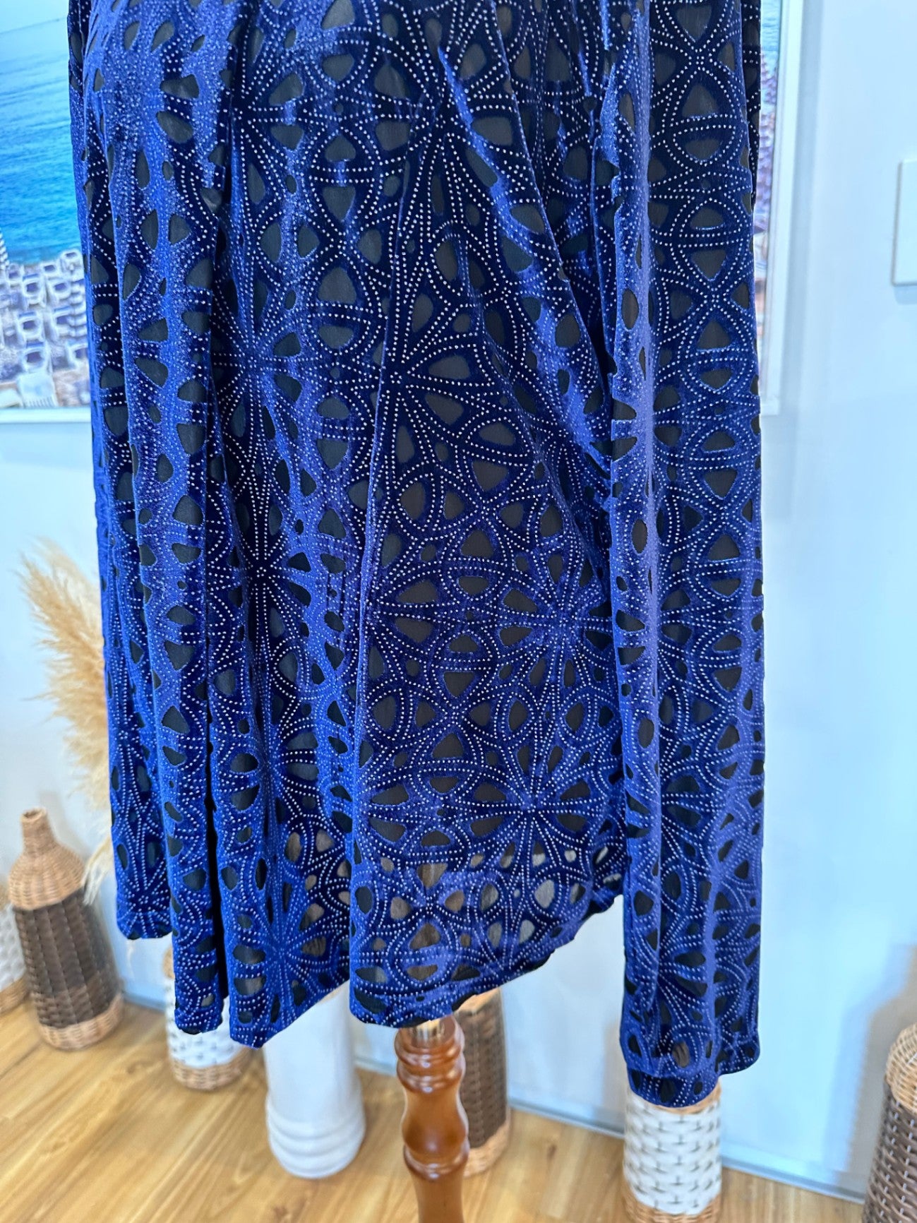 [SALE] Velvet long-sleeved top - Blue - Size Large