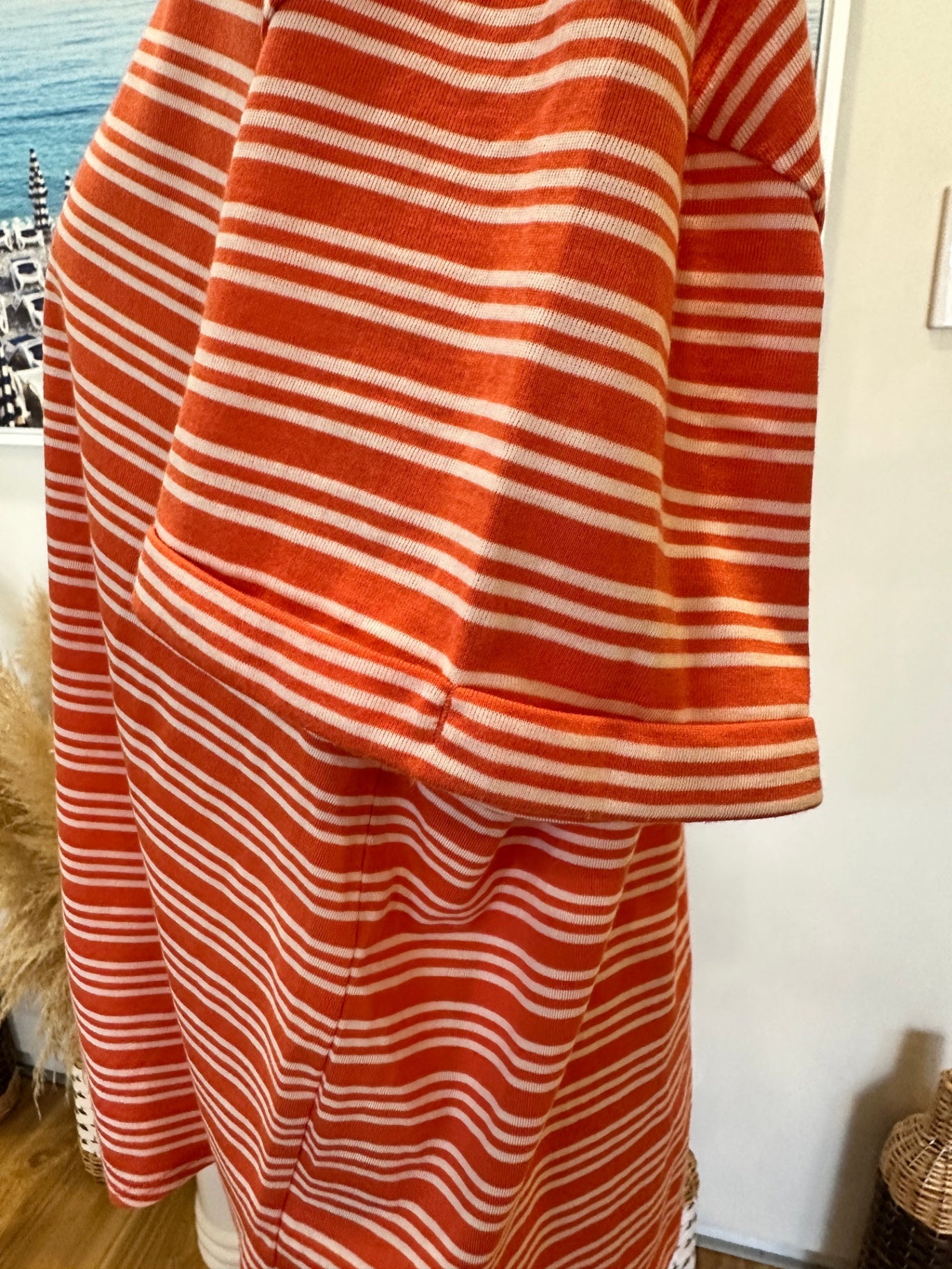 [SALE] T-Shirt - Large - Orange and White Stripes