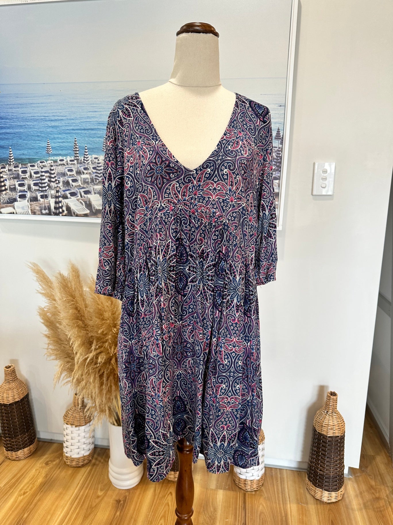 [SALE] Glassons - Bohemian Dress - Size 12 - Navy / Purple