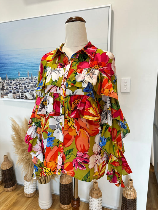 Augustine - Flamenco Blouse - Small - Multicolour