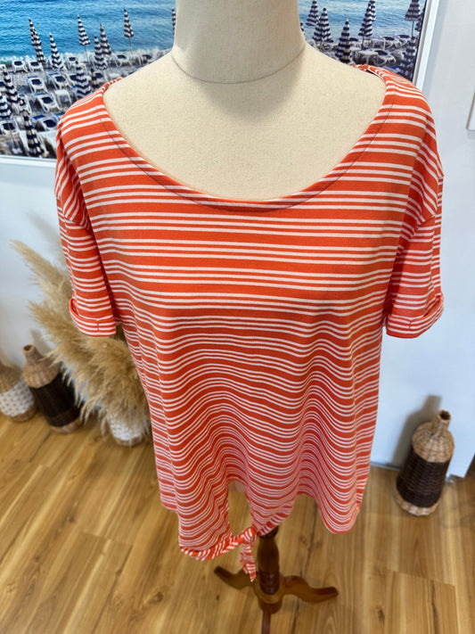 [SALE] T-Shirt - Large - Orange and White Stripes