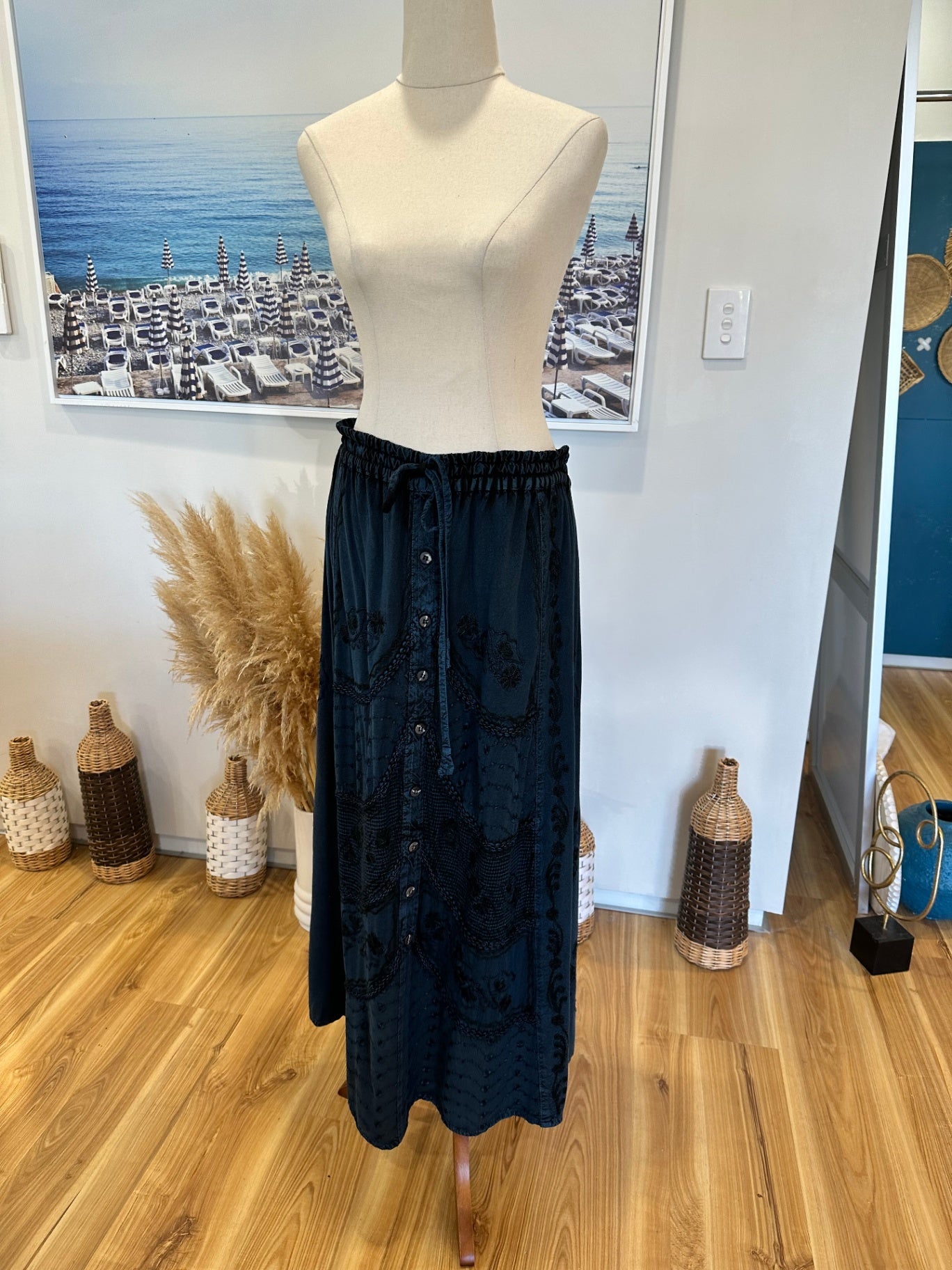 Bohemian Skirt - Navy Blue / Black