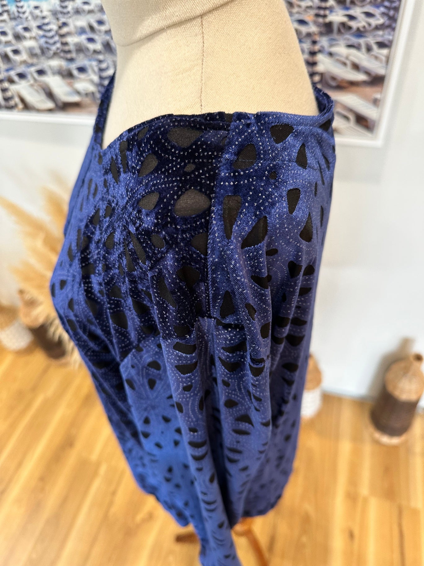 [SALE] Velvet long-sleeved top - Blue - Size Large