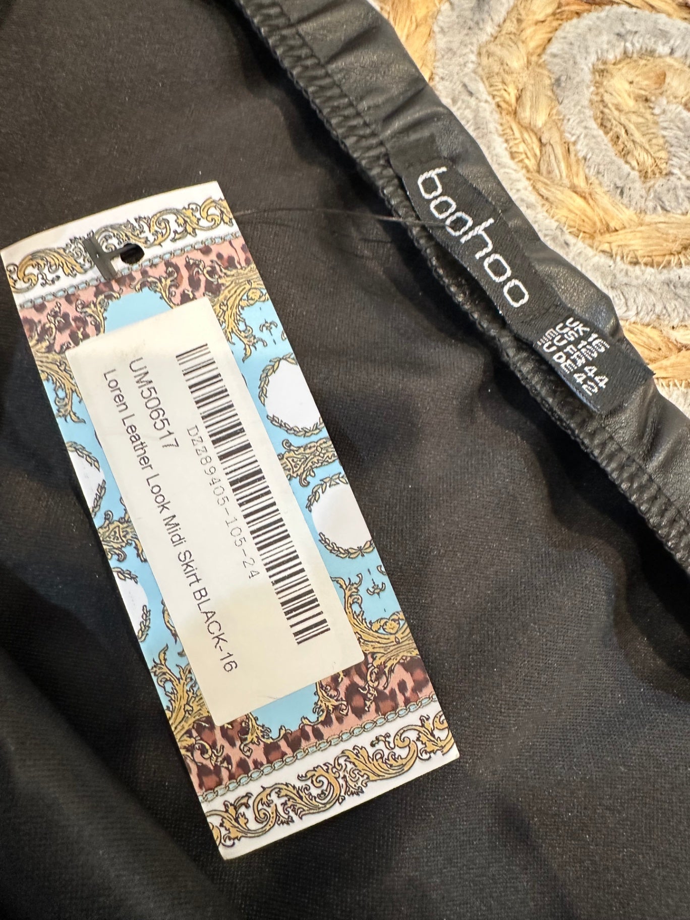 [SALE] Boohoo - Faux Leather Black Skirt - Size 16