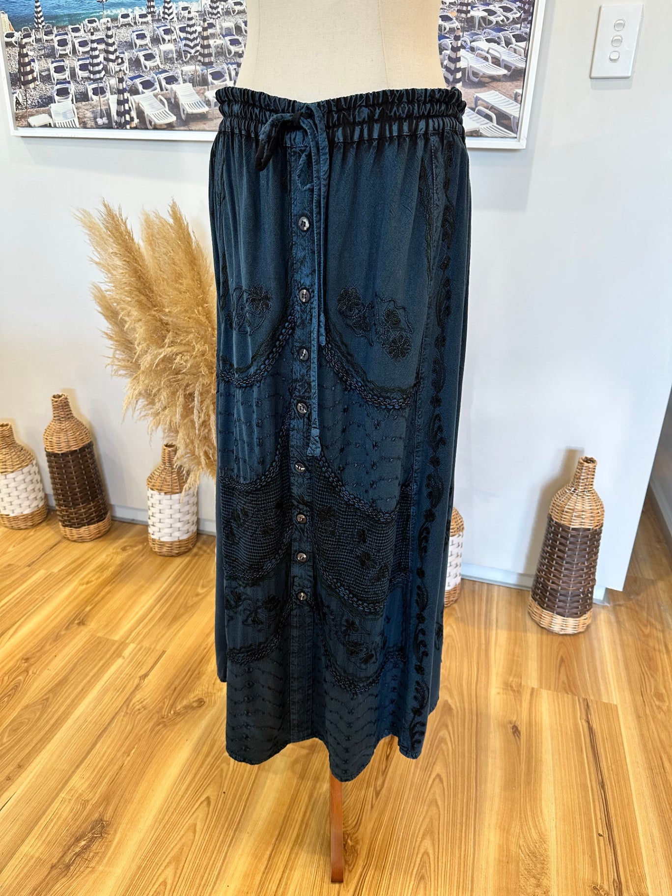 Bohemian Skirt - Navy Blue / Black