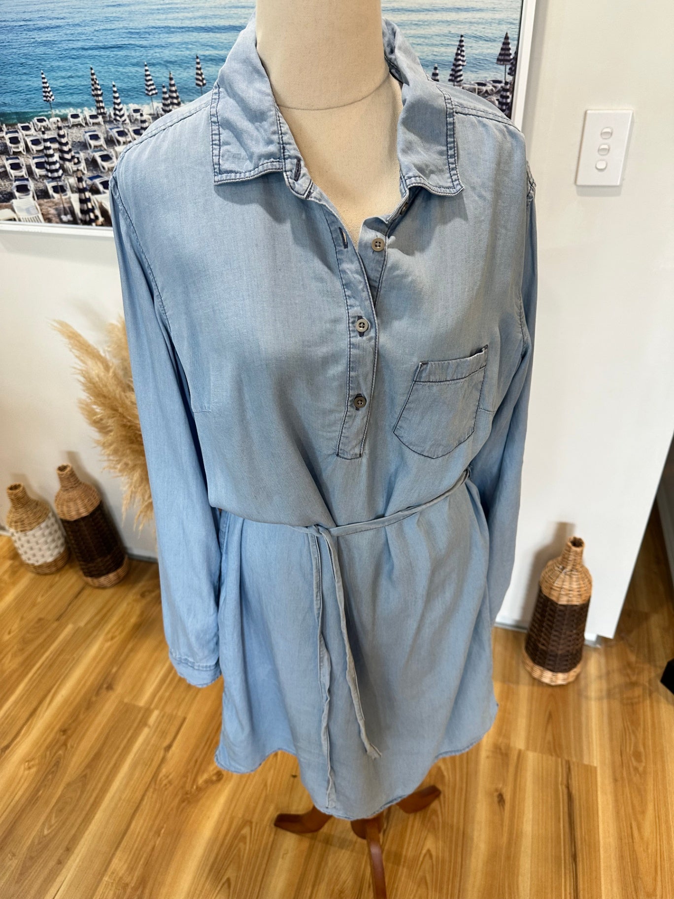 [SALE] Denim Dress - Size 16 - Light Blue