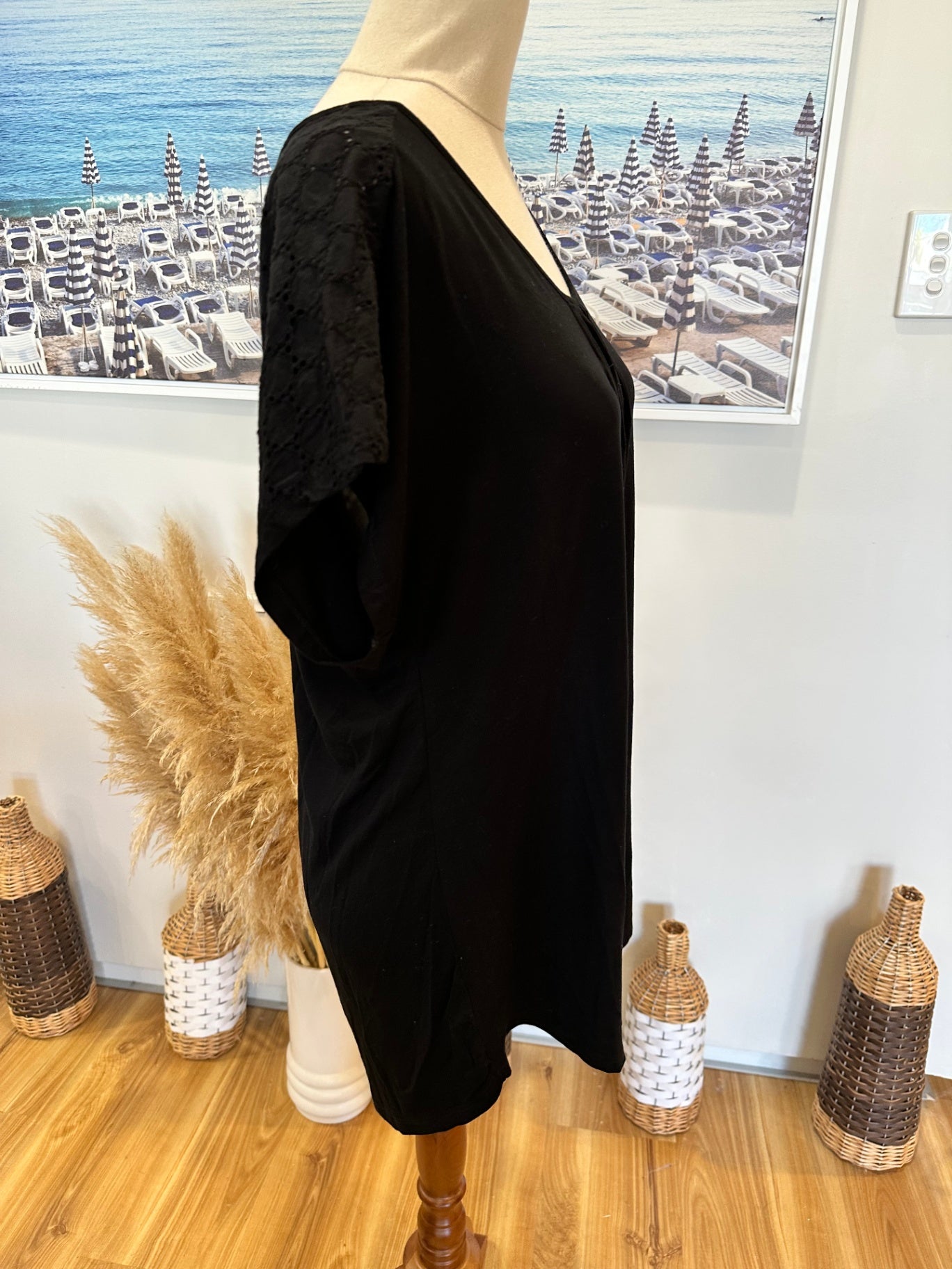 [SALE] David Jones - Top - Medium - Black w Lace feature