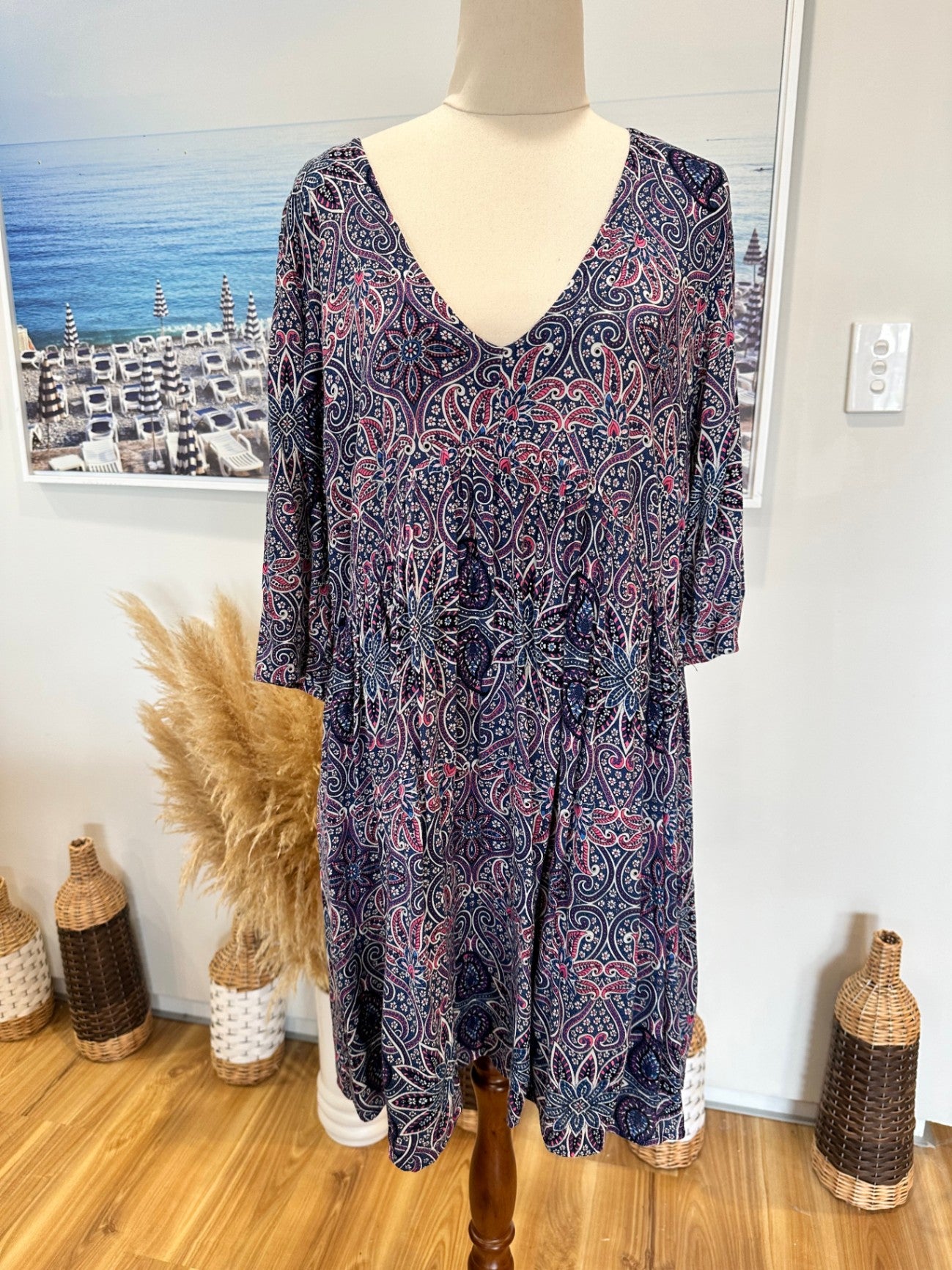 [SALE] Glassons - Bohemian Dress - Size 12 - Navy / Purple