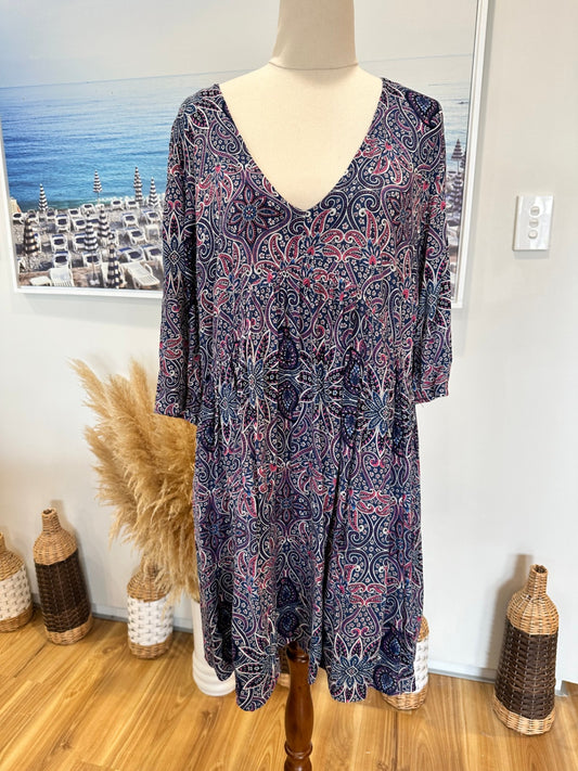 [SALE] Glassons - Bohemian Dress - Size 12 - Navy / Purple