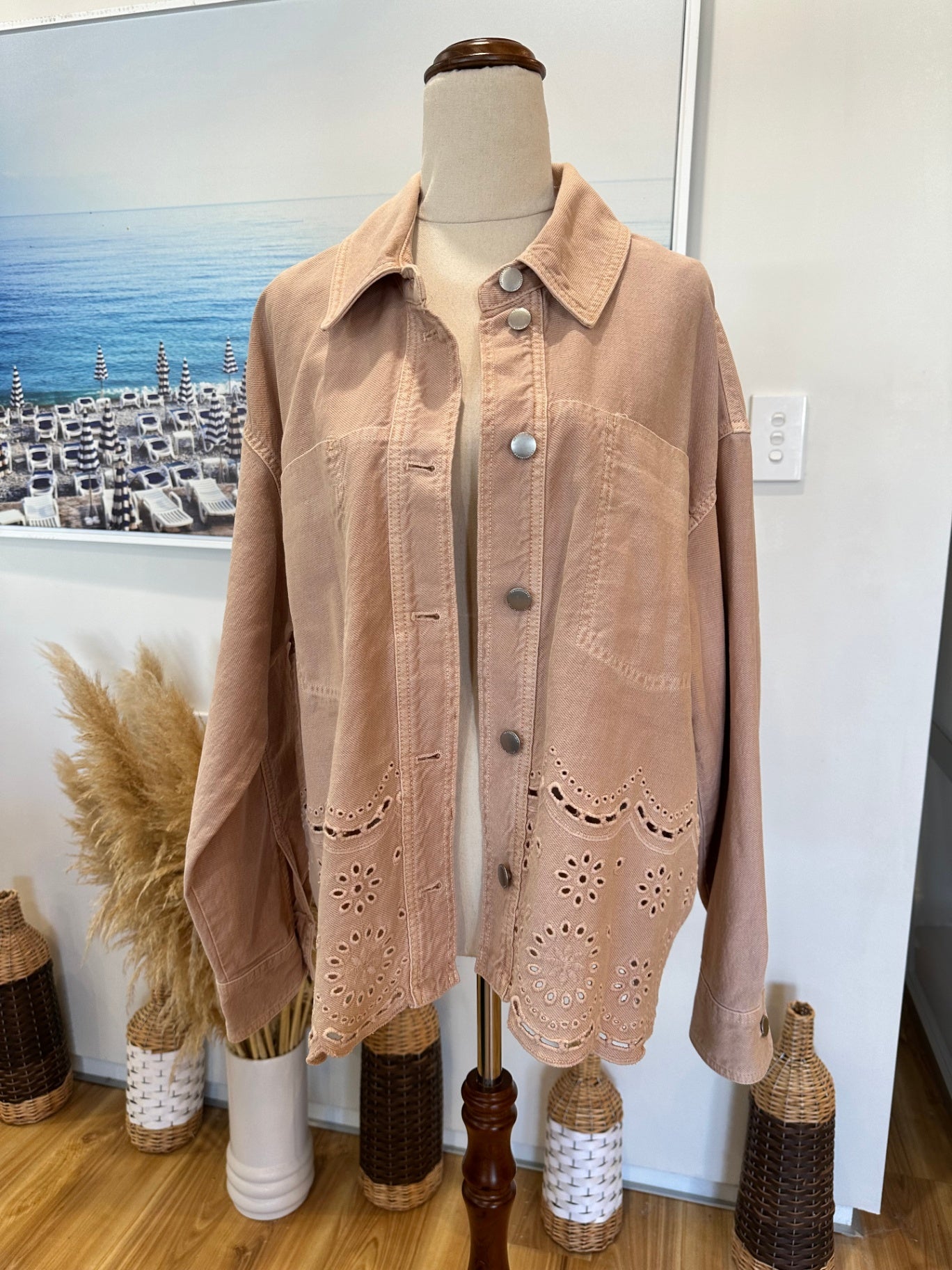 Zara Denim Jacket - Medium - Rose Pink