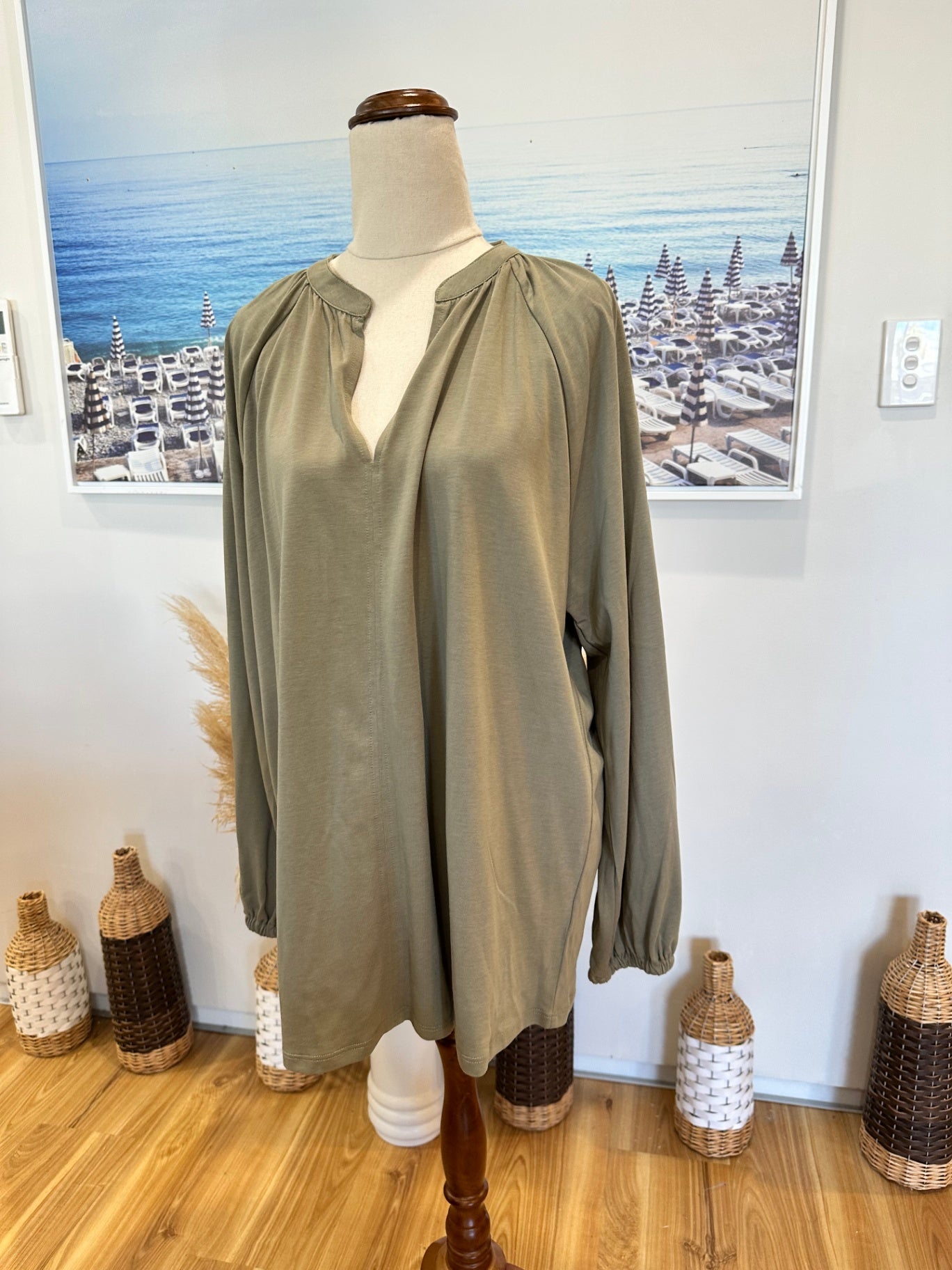 [SALE] Sussan - Long sleeve Top - Extra Large - Sage