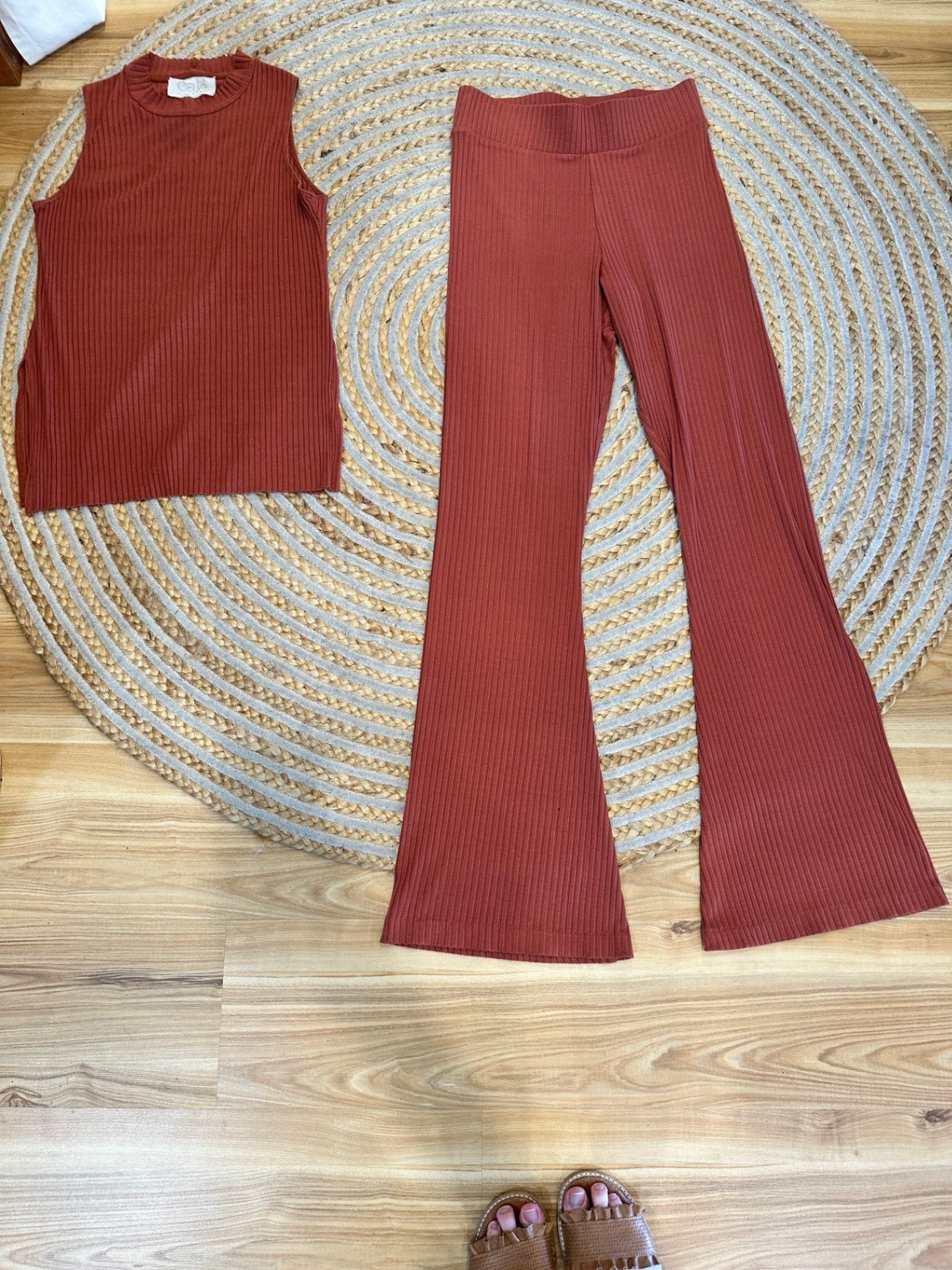 [SALE] Two Piece Loungewear Set - Cale - Made in Canada - Small - Rust